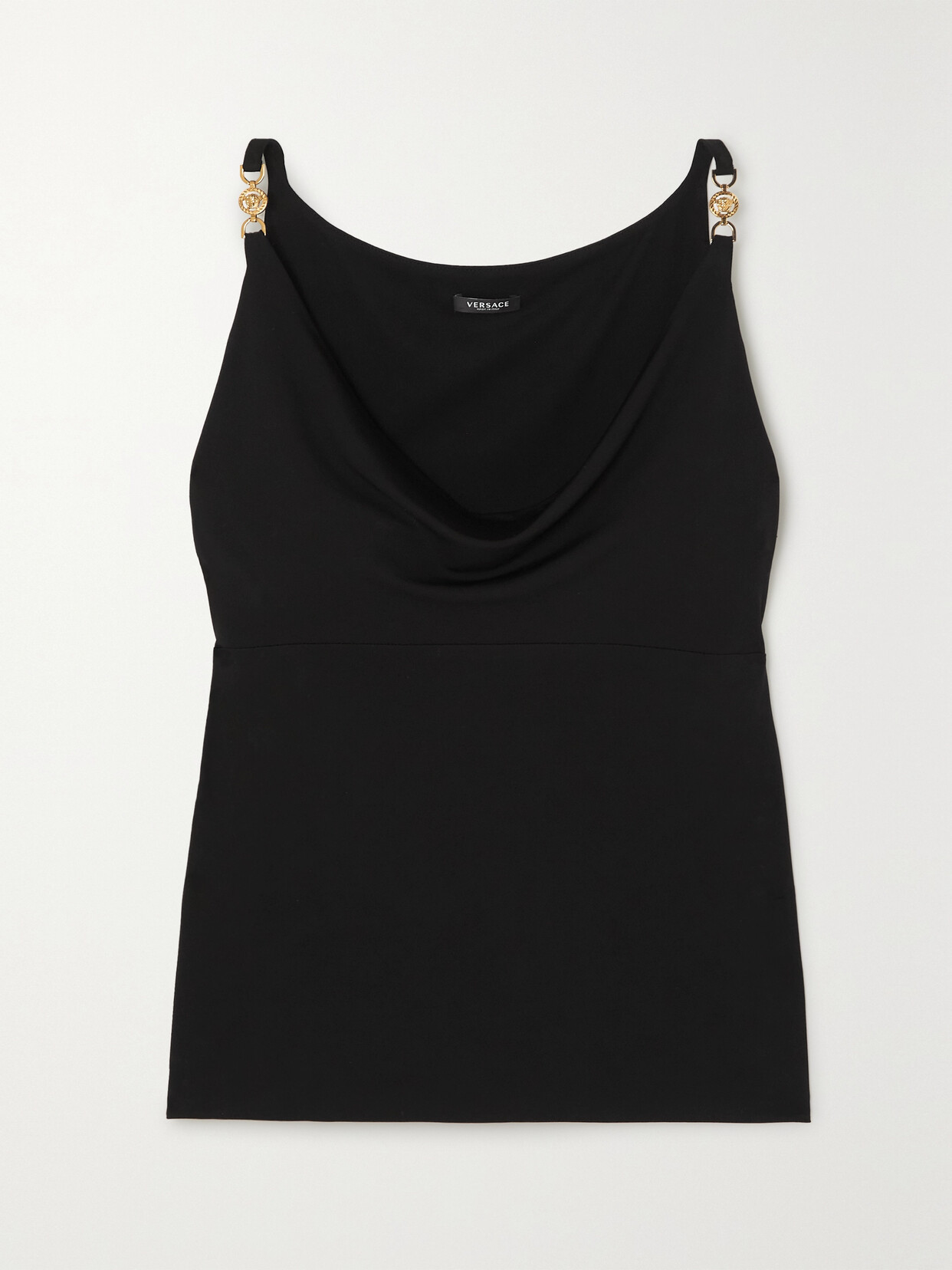 Versace - Embellished Draped Stretch-jersey Top - Black