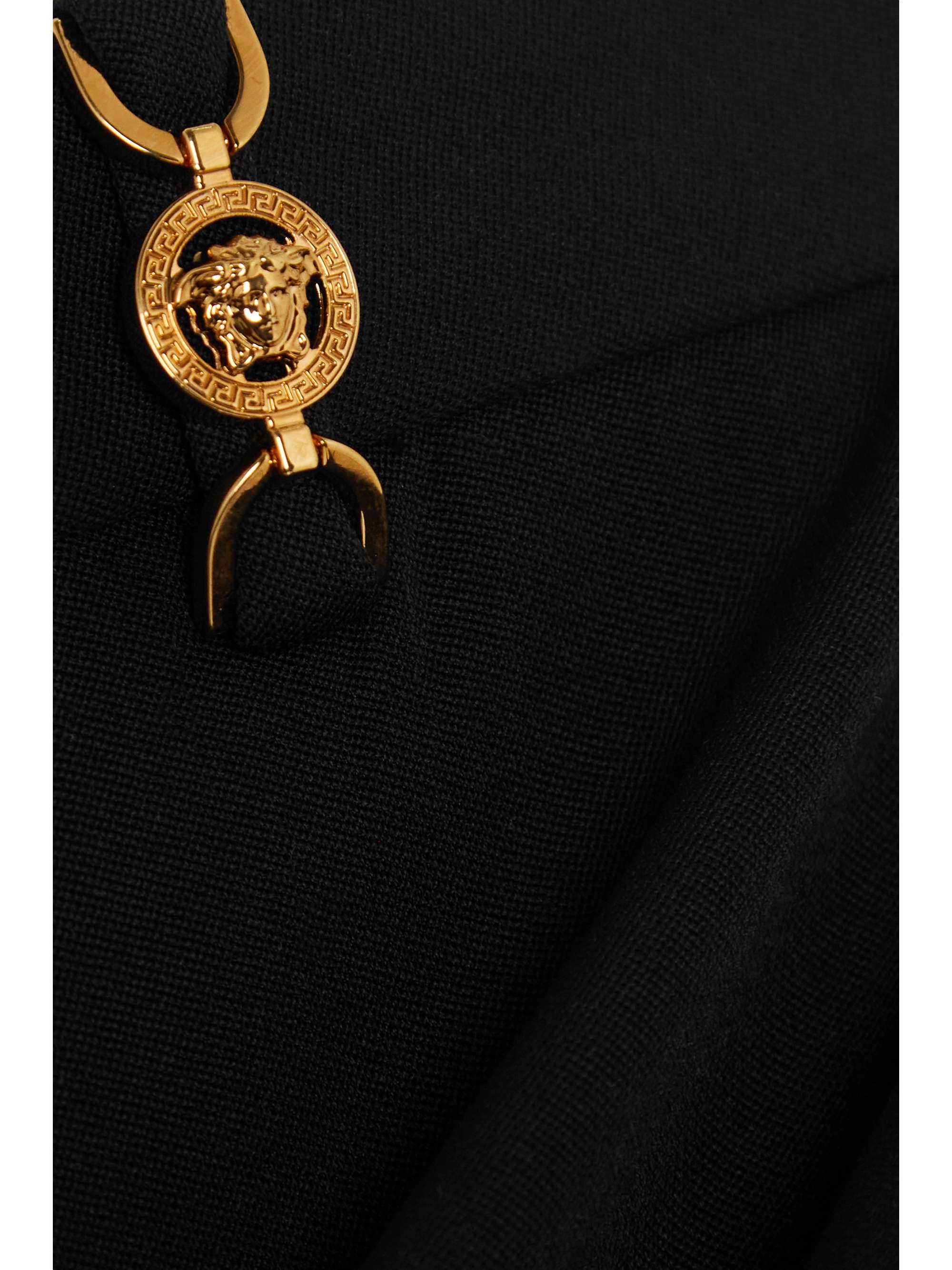 VERSACE Embellished stretch-wool flared pants