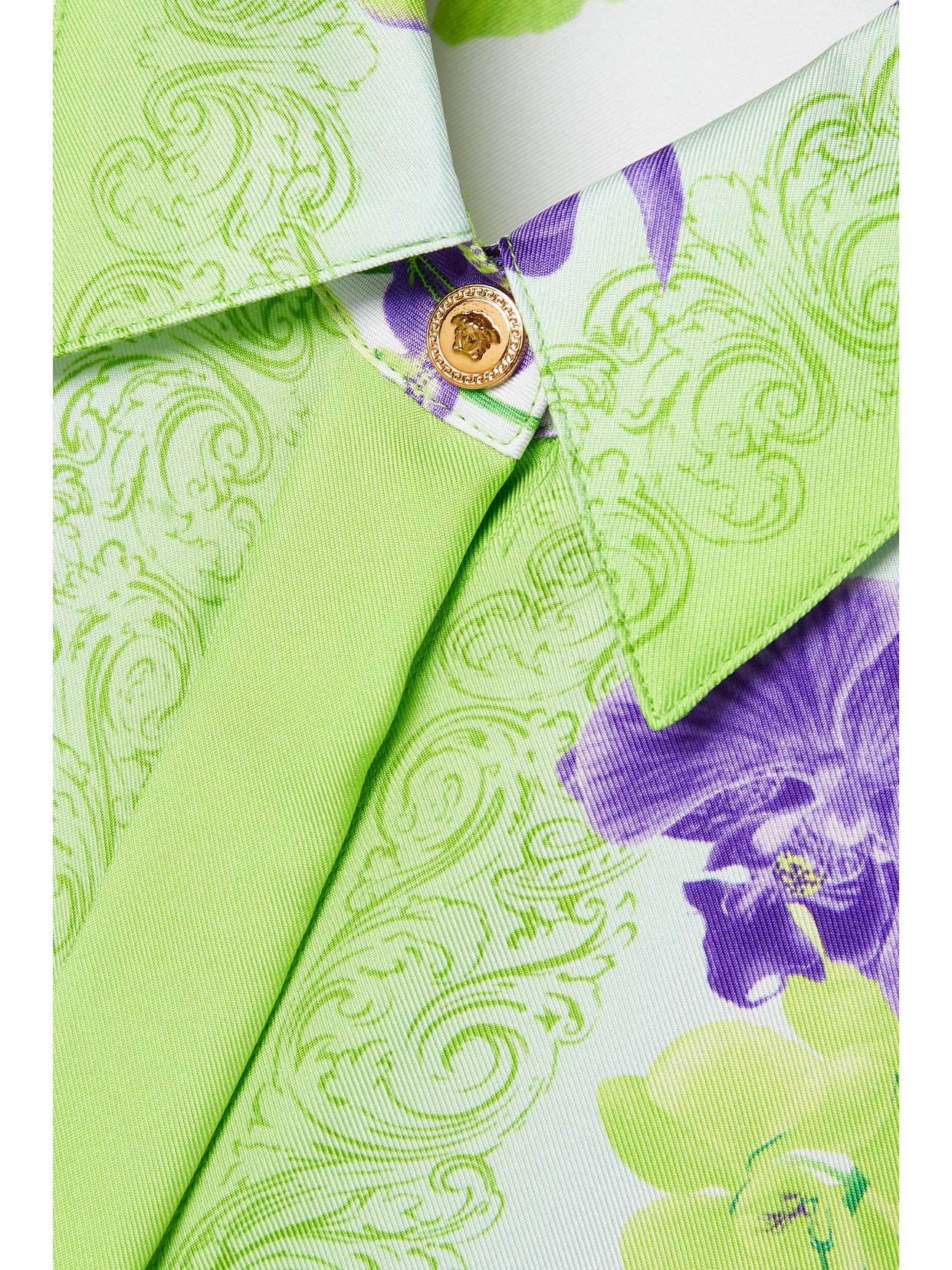 Versace Floral Print Silk Shirt In Green