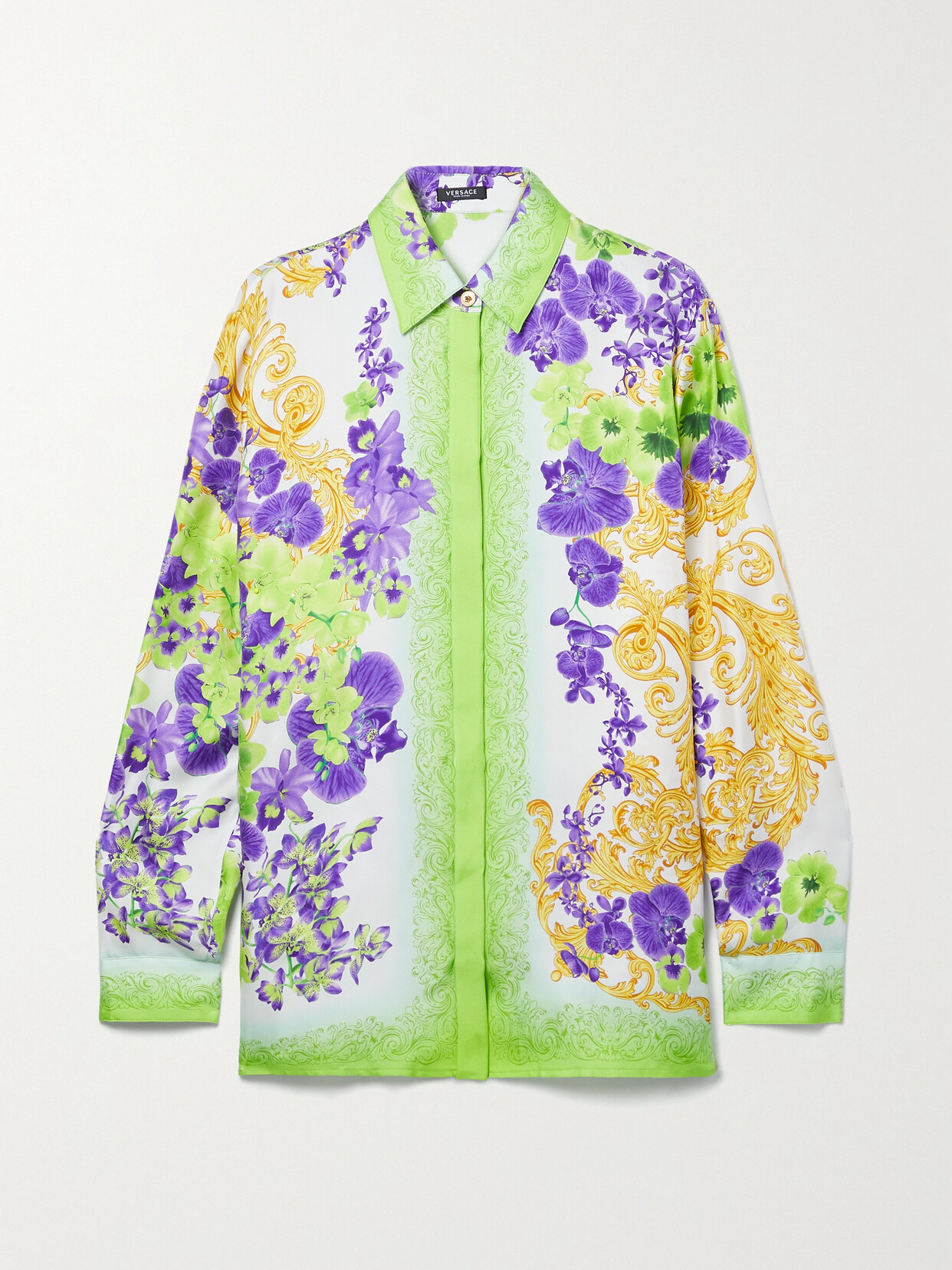 VERSACE PRINTED SILK-TWILL SHIRT