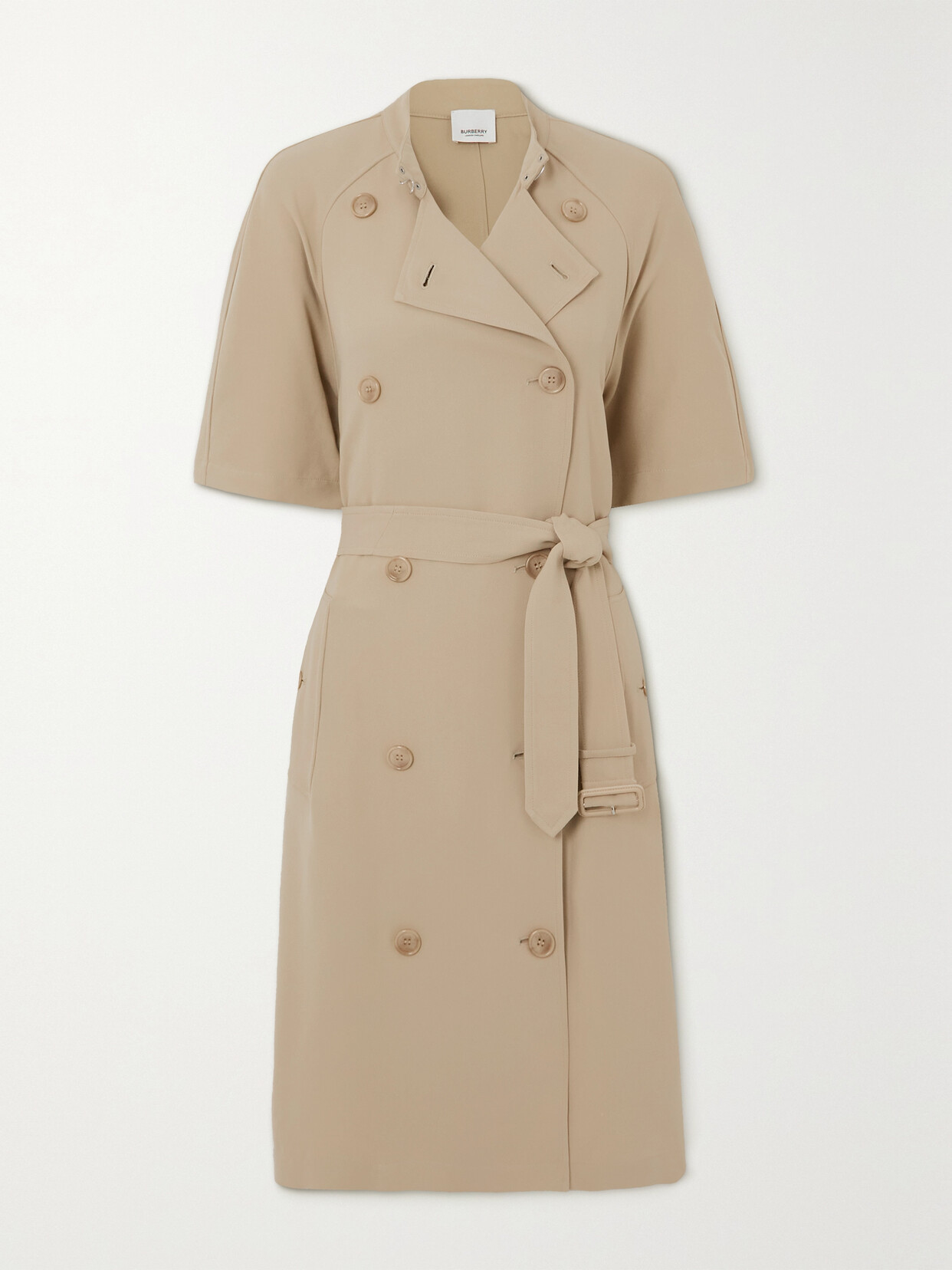 Burberry - Kristin Belted Double-breasted Gabardine Dress - Neutrals