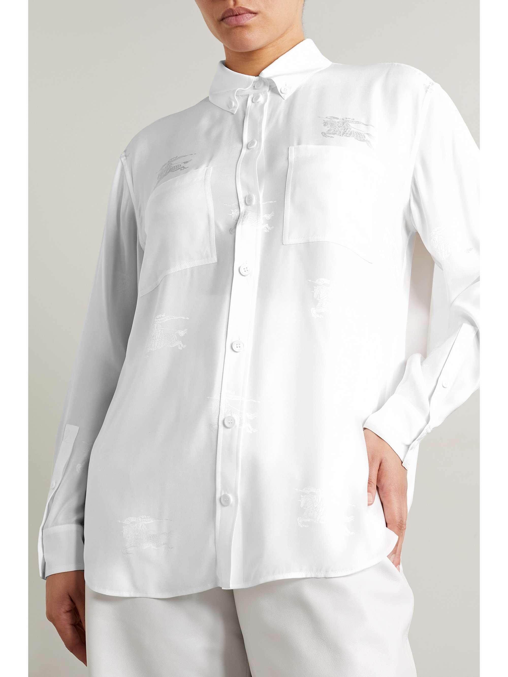BURBERRY Silk-satin jacquard shirt