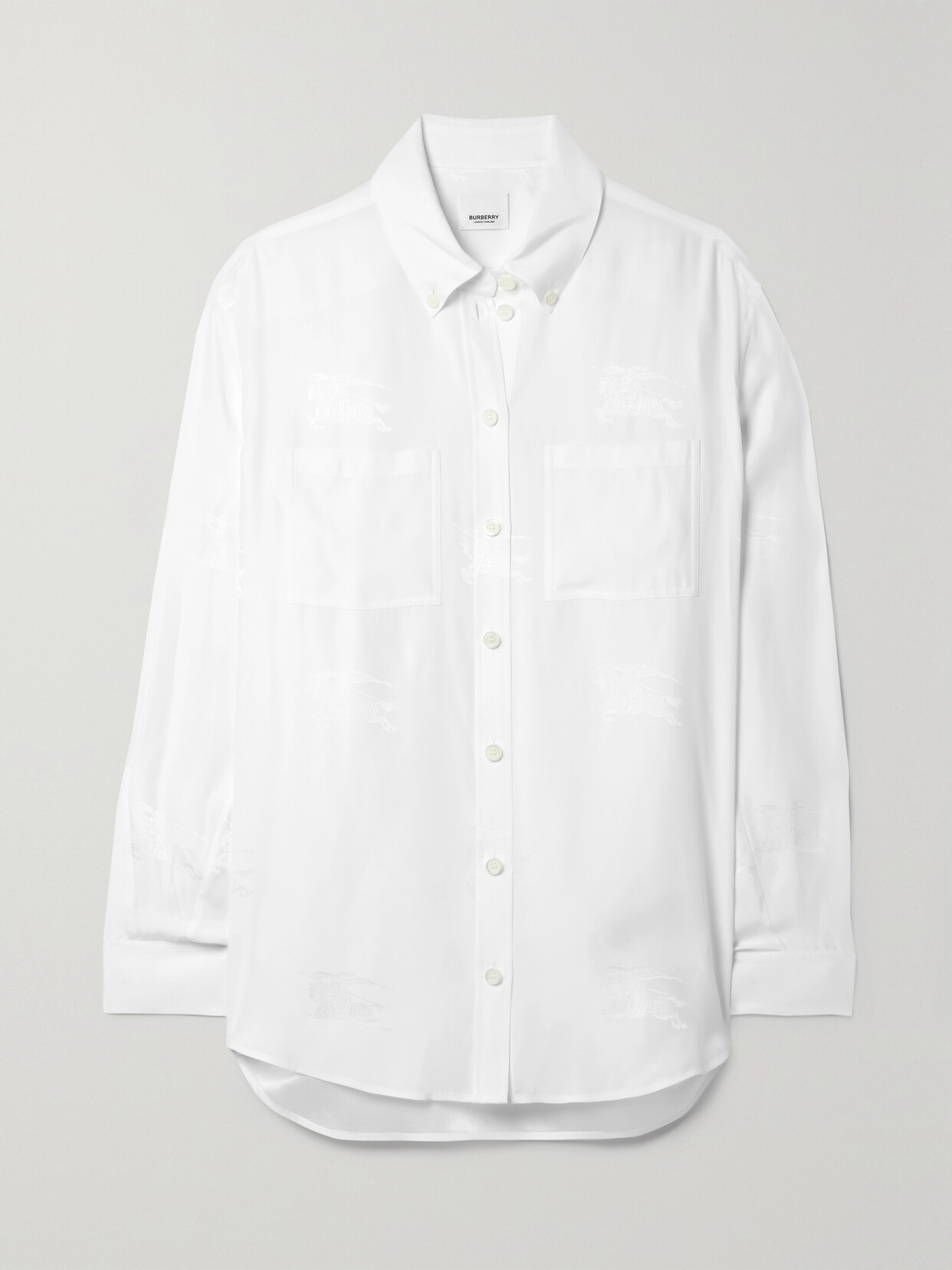 Burberry - Silk-satin Jacquard Shirt - White