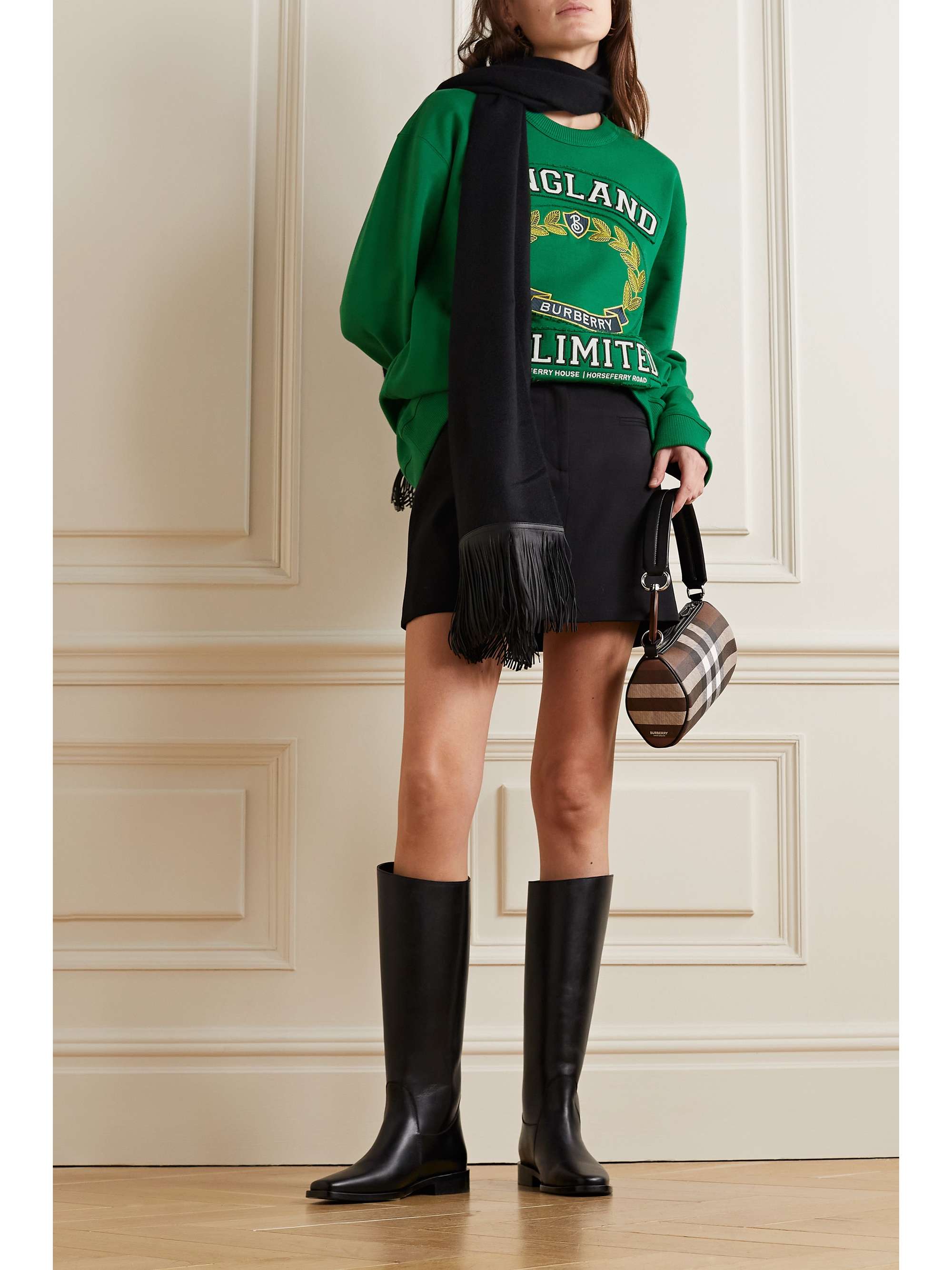 BURBERRY Oversized appliquéd cotton-jersey sweatshirt