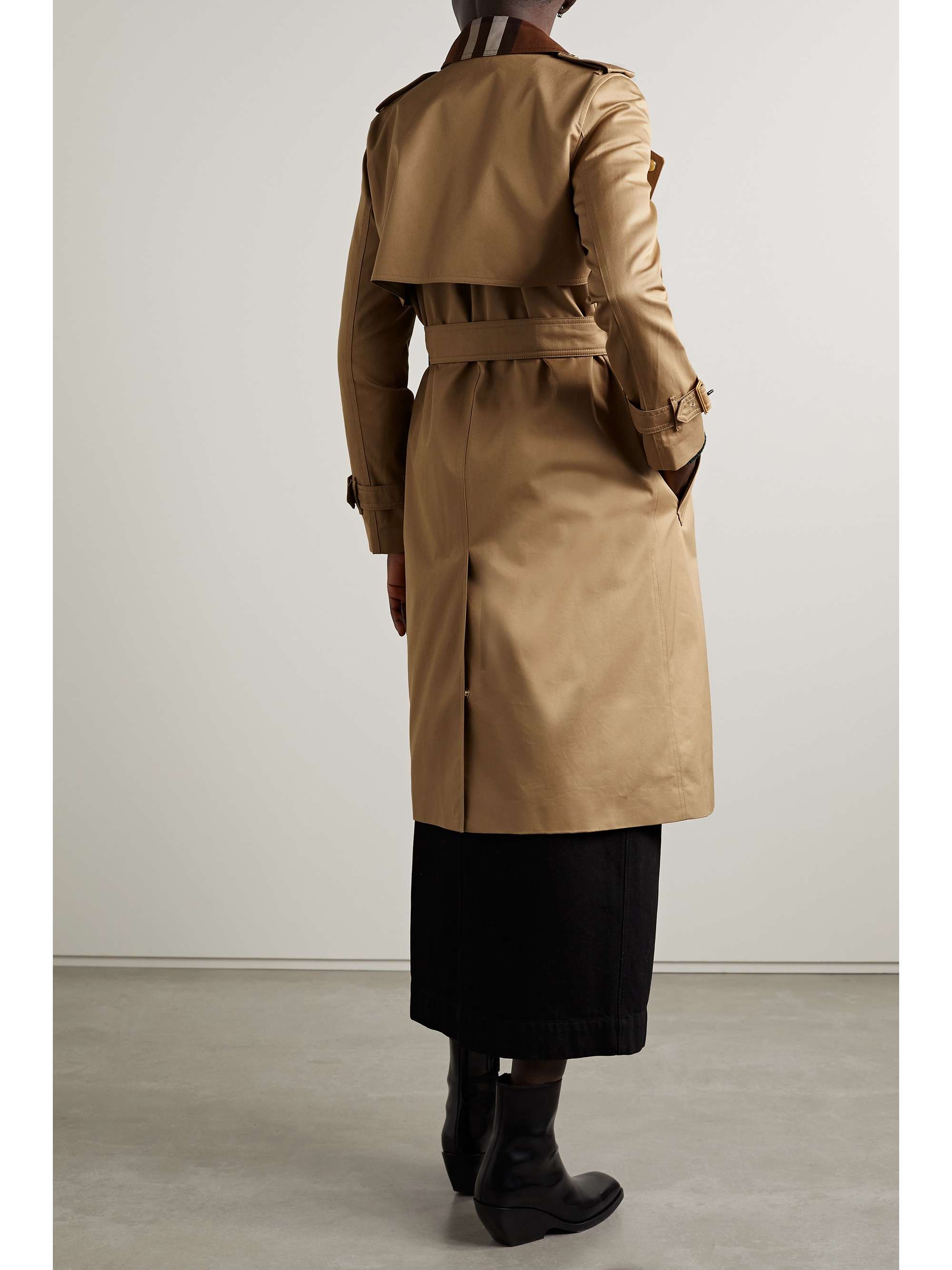 BURBERRY Belted checked cotton-gabardine trench coat