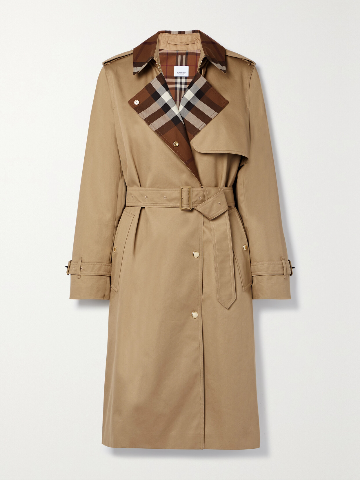 Burberry - Belted Checked Cotton-gabardine Trench Coat - Brown