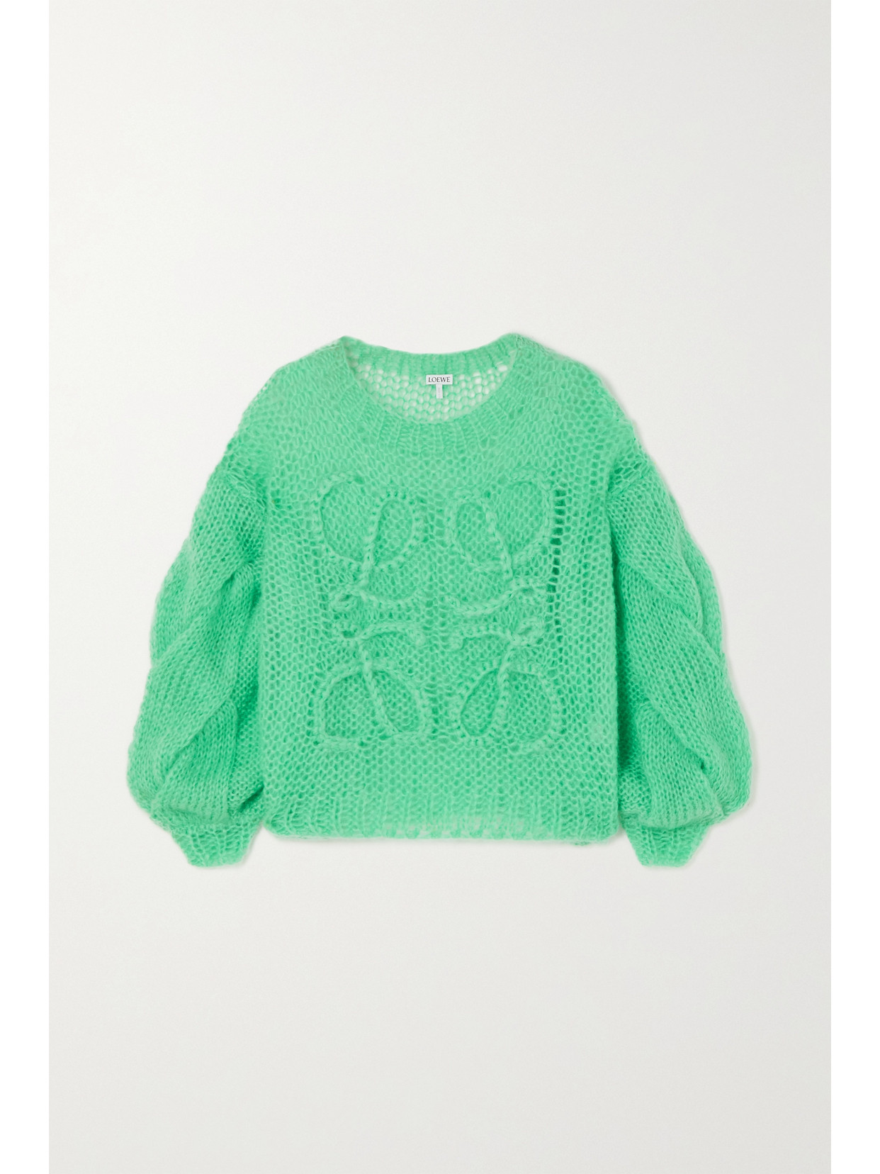 Loewe - Anagram Oversized Open-knit Mohair-blend Sweater - Green
