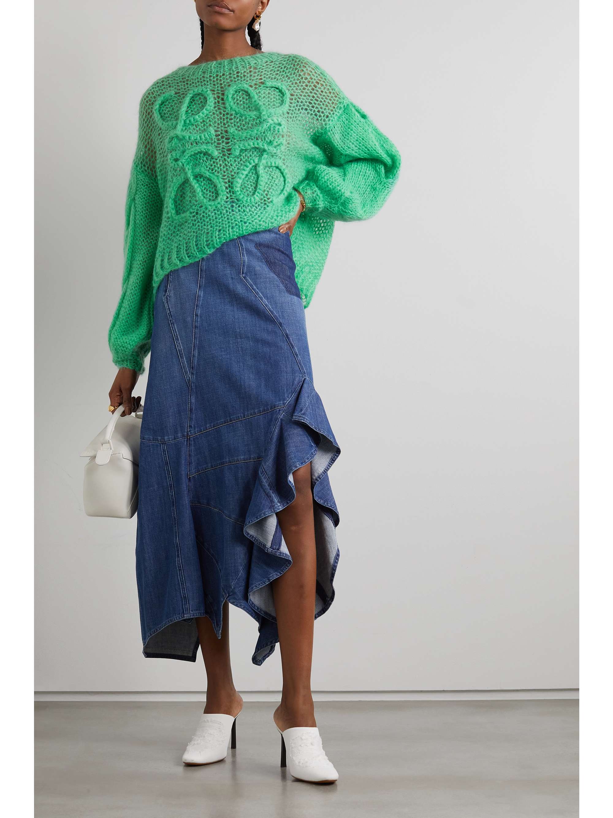 LOEWE Anagram oversized open-knit mohair-blend sweater