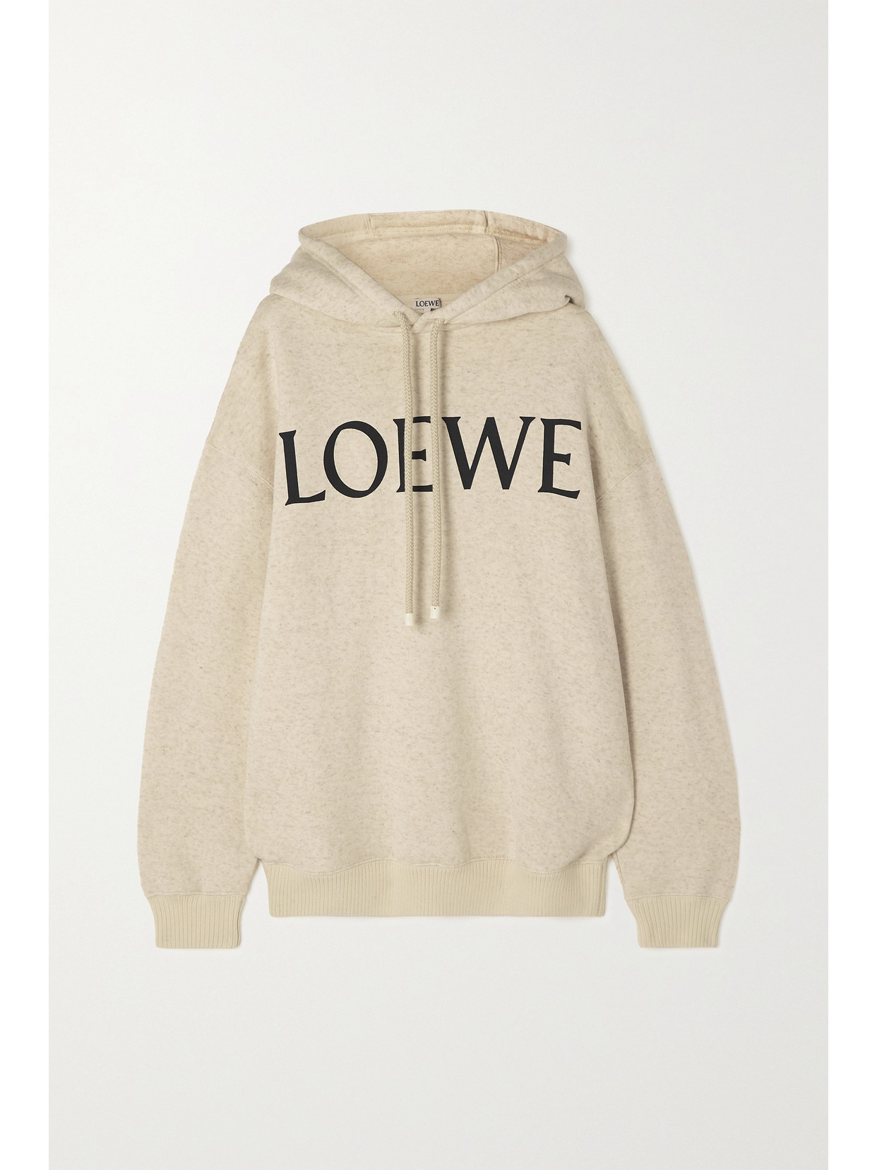 Loewe Logo-print Hooded Cotton-blend Sweatshirt In White