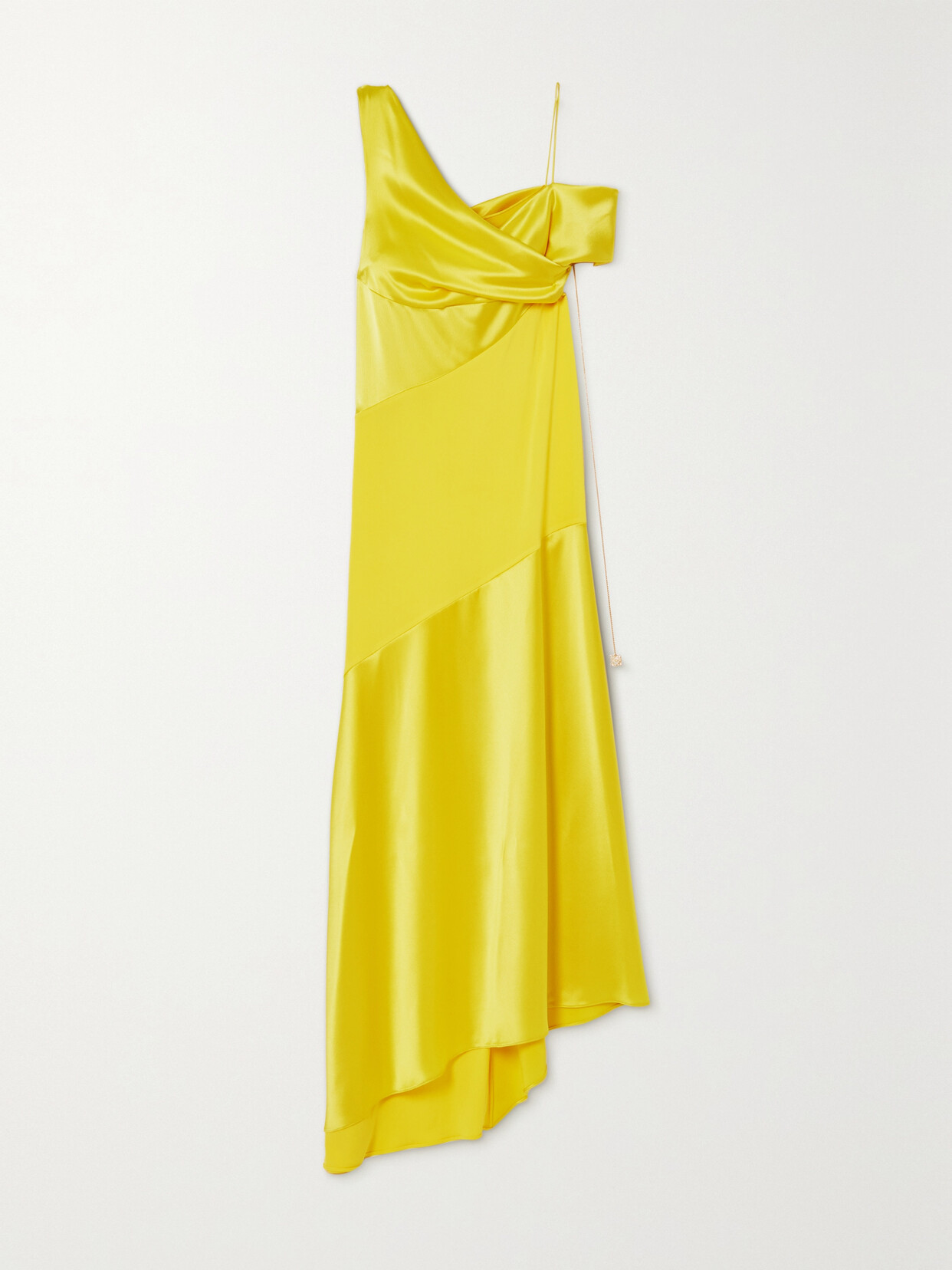 Loewe - Asymmetric One-shoulder Embellished Satin And Stretch-crepe Maxi Dress - Yellow