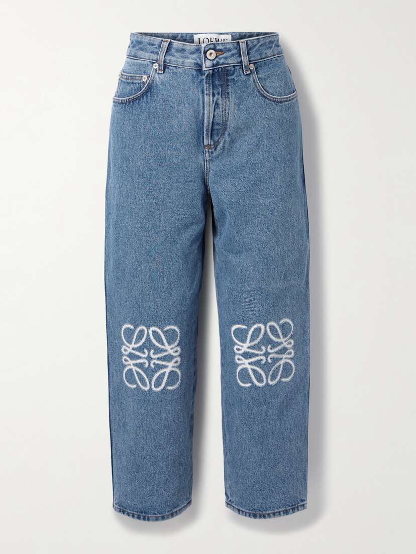 Loewe Appliquéd Cropped High-rise Straight-leg Jeans