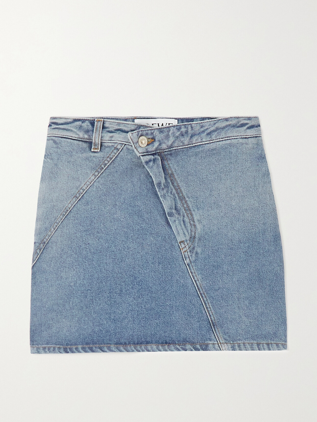 Loewe Anagram High-rise Denim Miniskirt In Blue