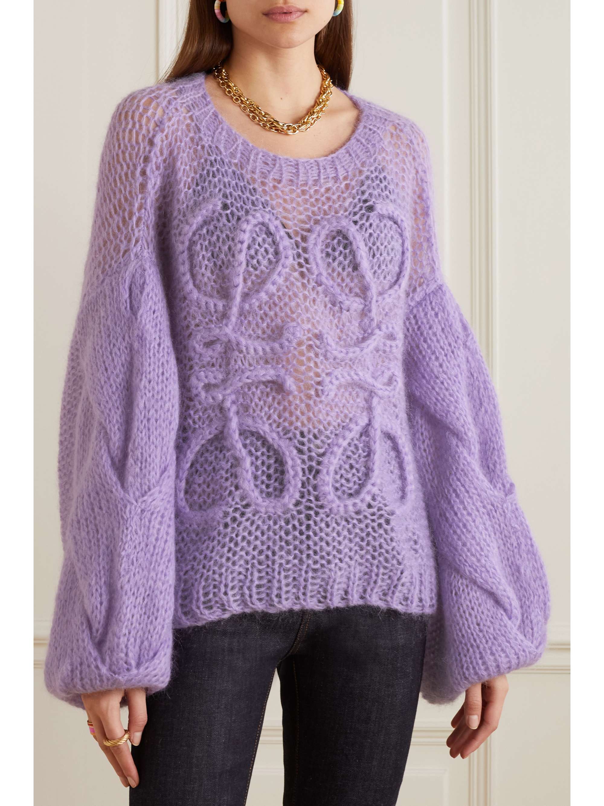 Purple Anagram openknit mohairblend sweater LOEWE NETAPORTER