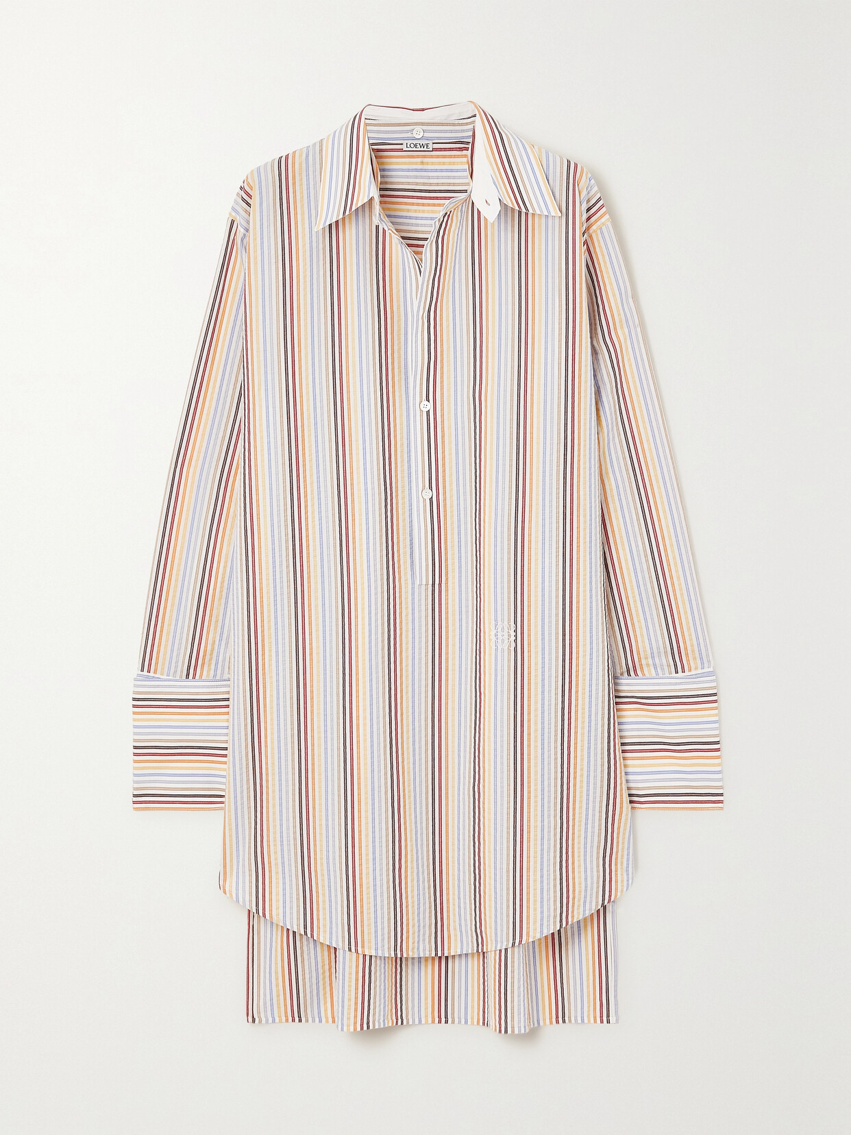 Loewe Deconstructed Striped Cotton-seersucker Shirt In White