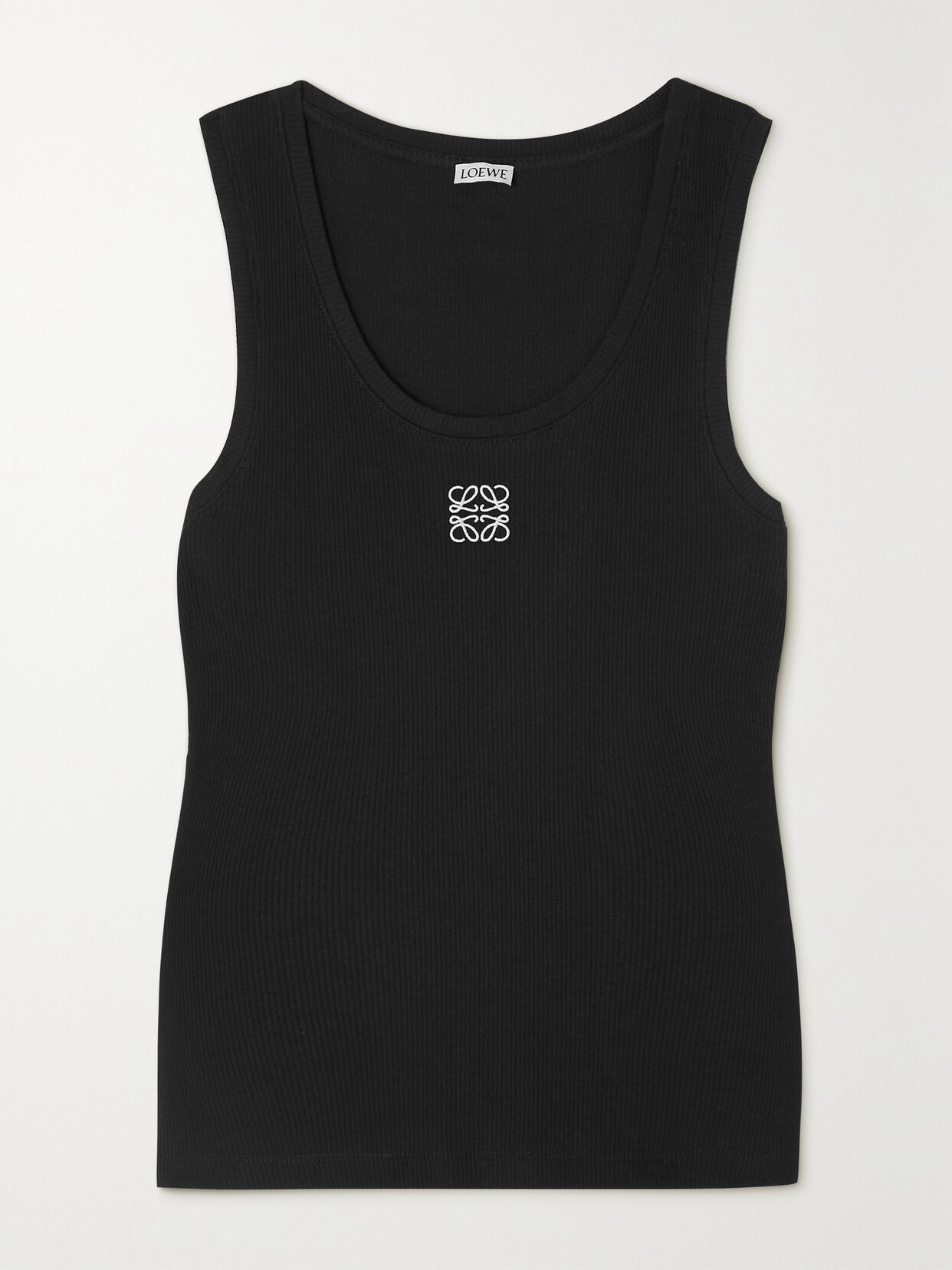 Loewe - Embroidered Ribbed Stretch-cotton Tank - Black