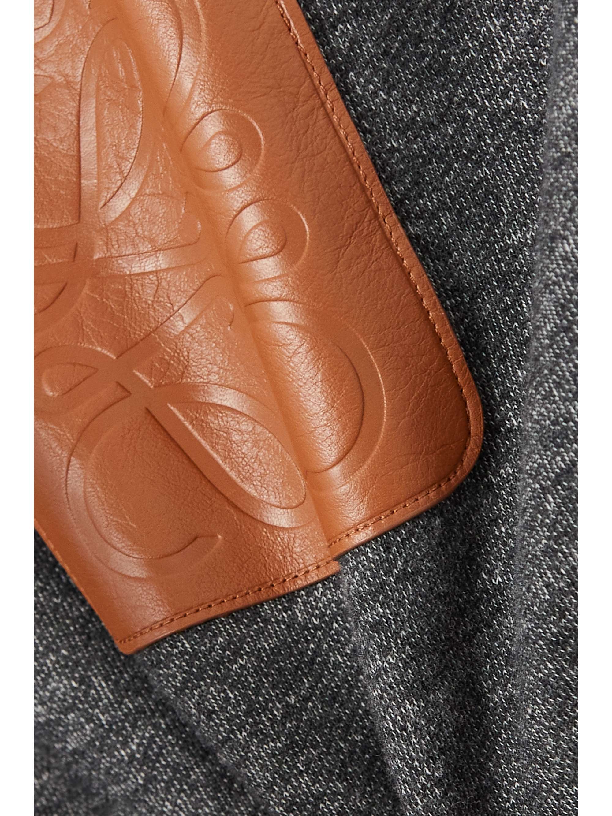 LOEWE Anagram leather-trimmed cotton-jersey hoodie