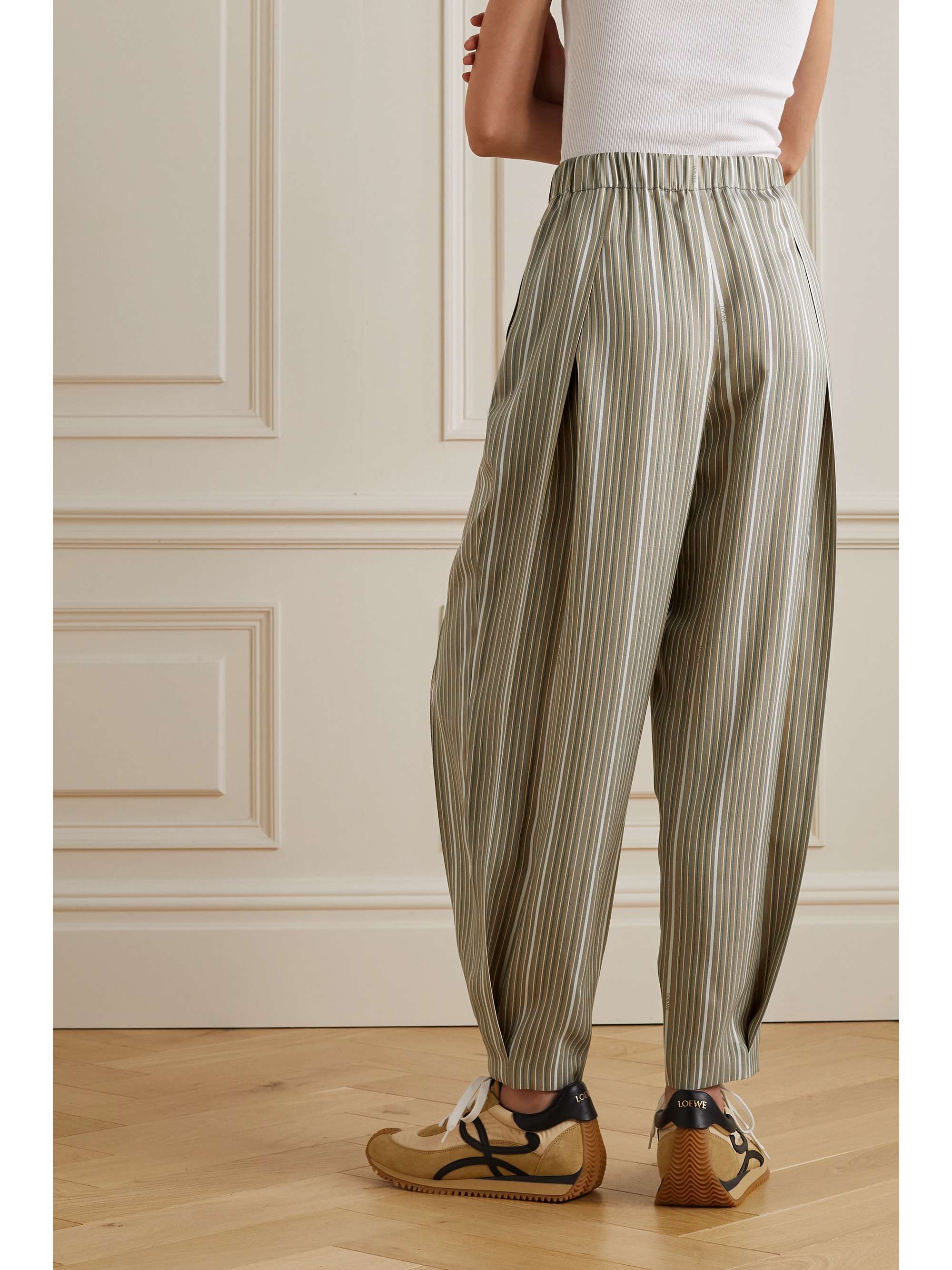 LOEWE Striped silk tapered pants