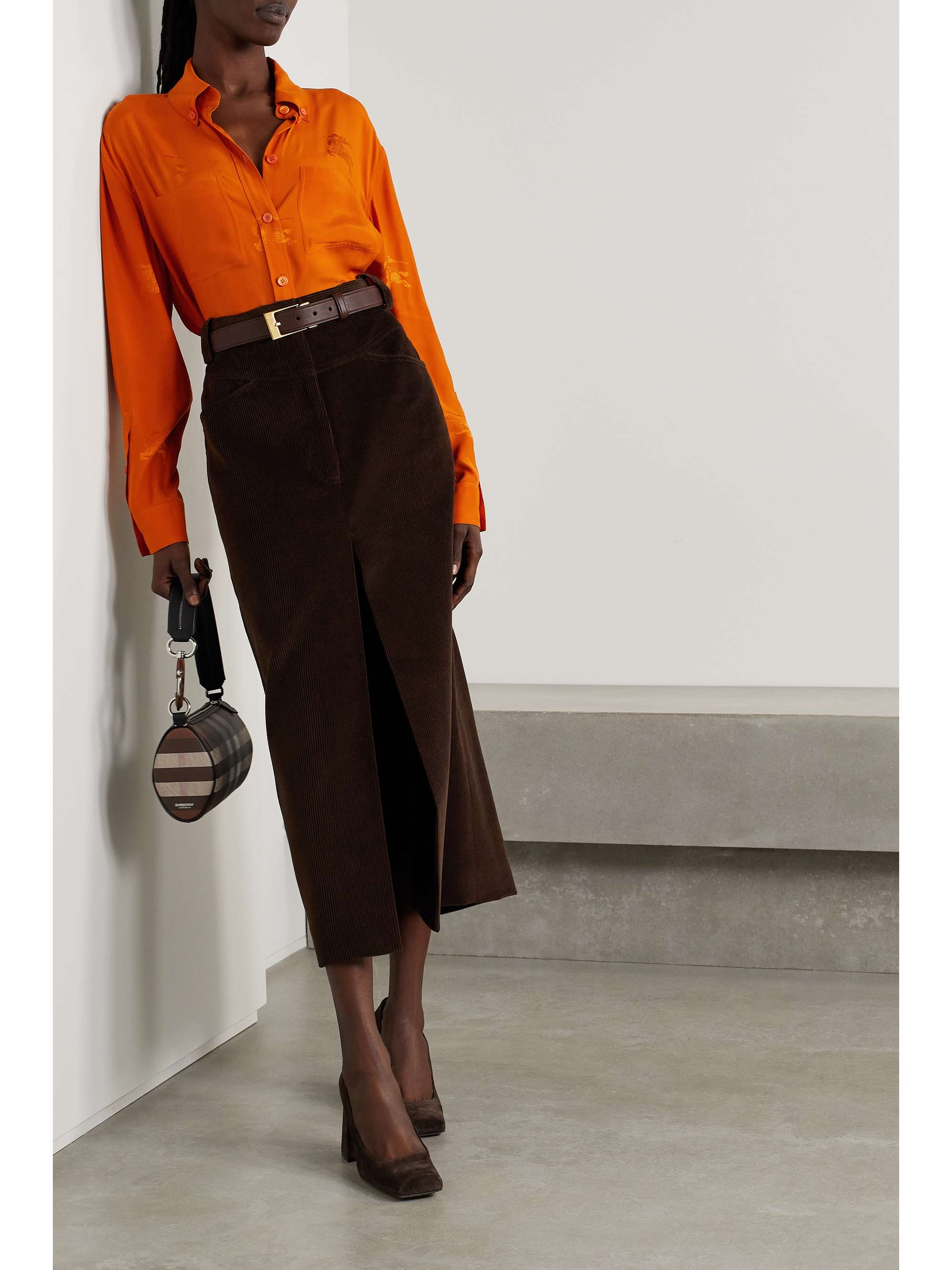 BURBERRY Silk-satin jacquard shirt