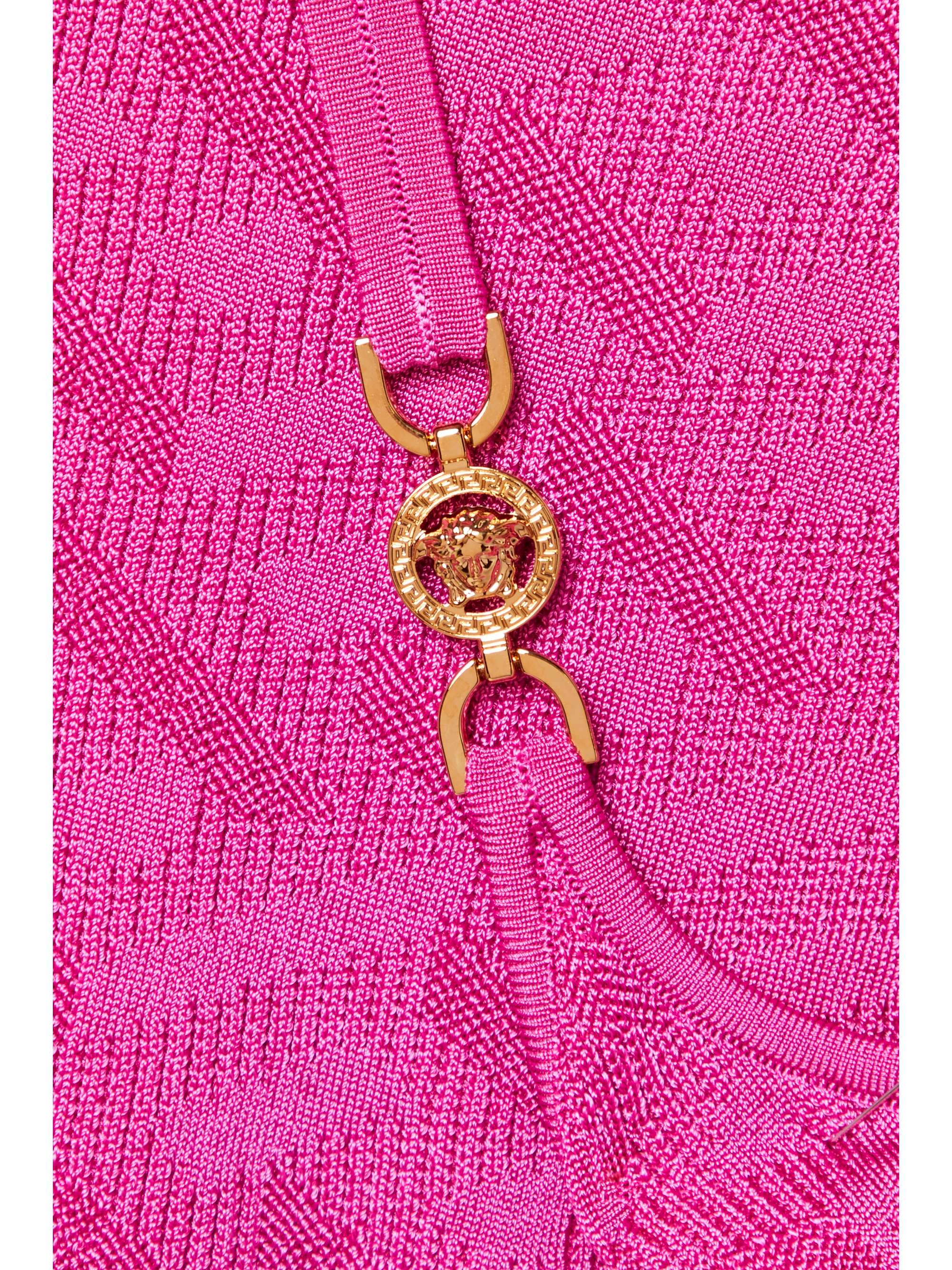 VERSACE La Greca embellished jacquard-knit mini dress