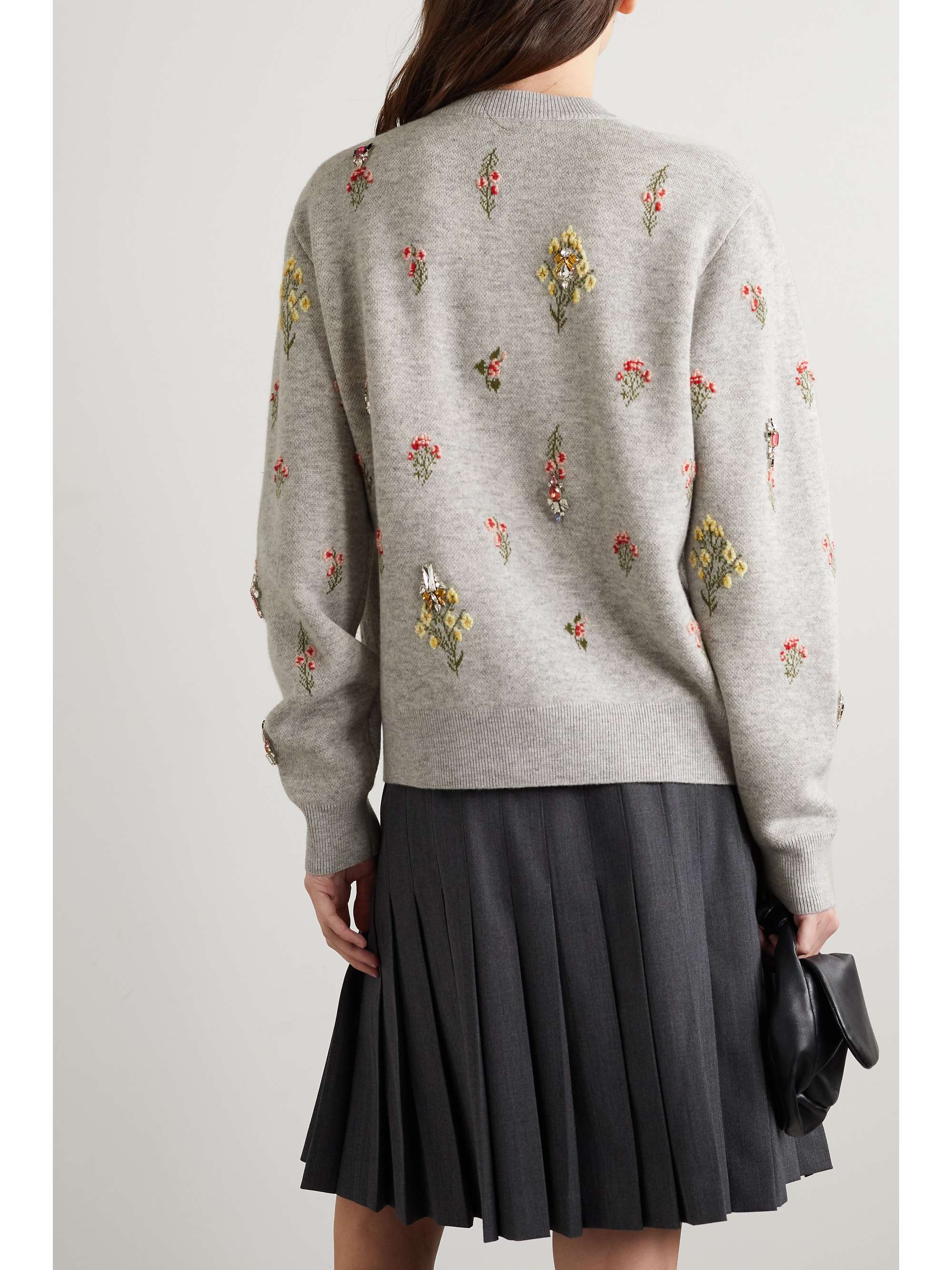 BURBERRY Crystal-embellished embroidered wool-blend cardigan