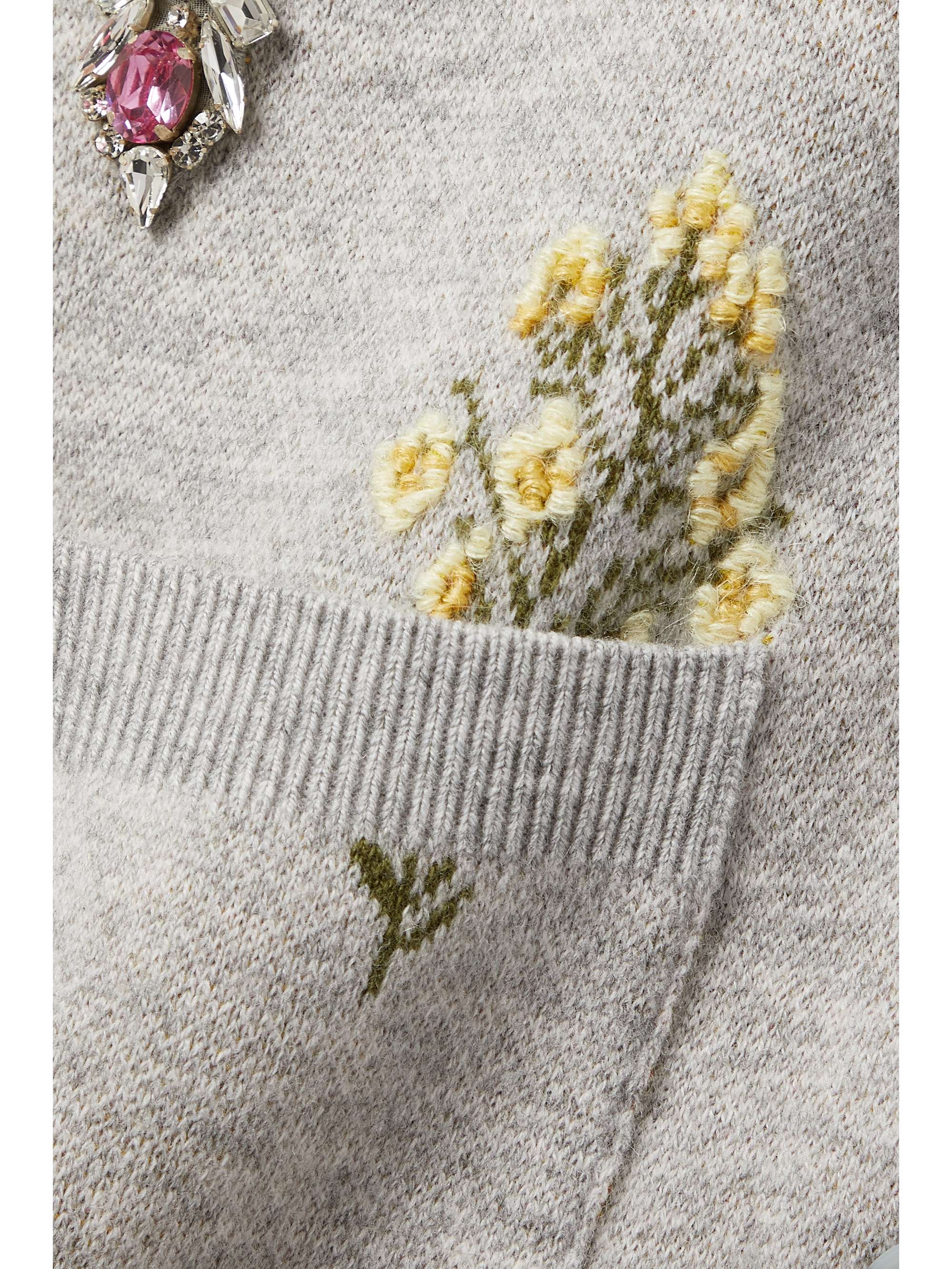 BURBERRY Crystal-embellished embroidered wool-blend cardigan