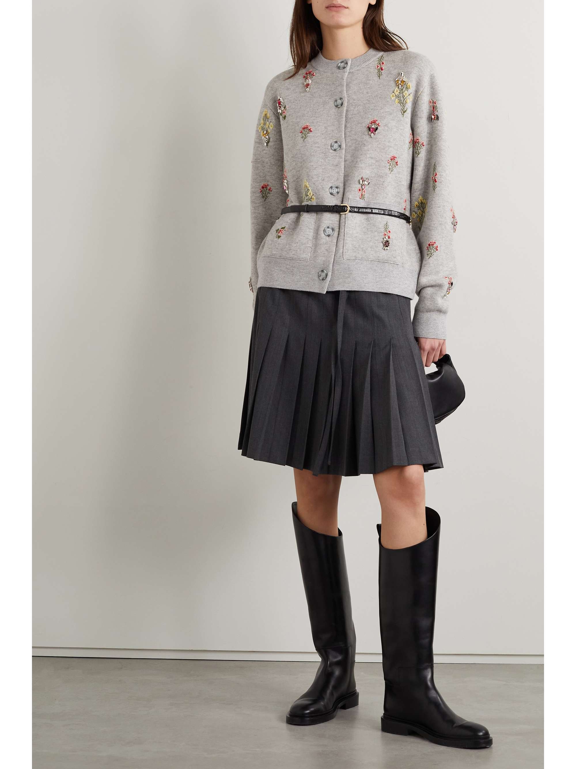 BURBERRY Crystal-embellished embroidered wool-blend cardigan