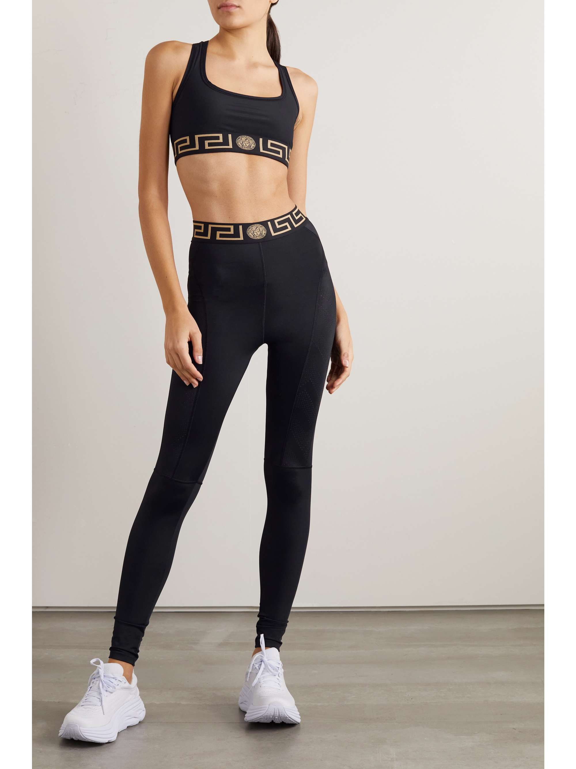 VERSACE Jacquard-trimmed stretch sports bra