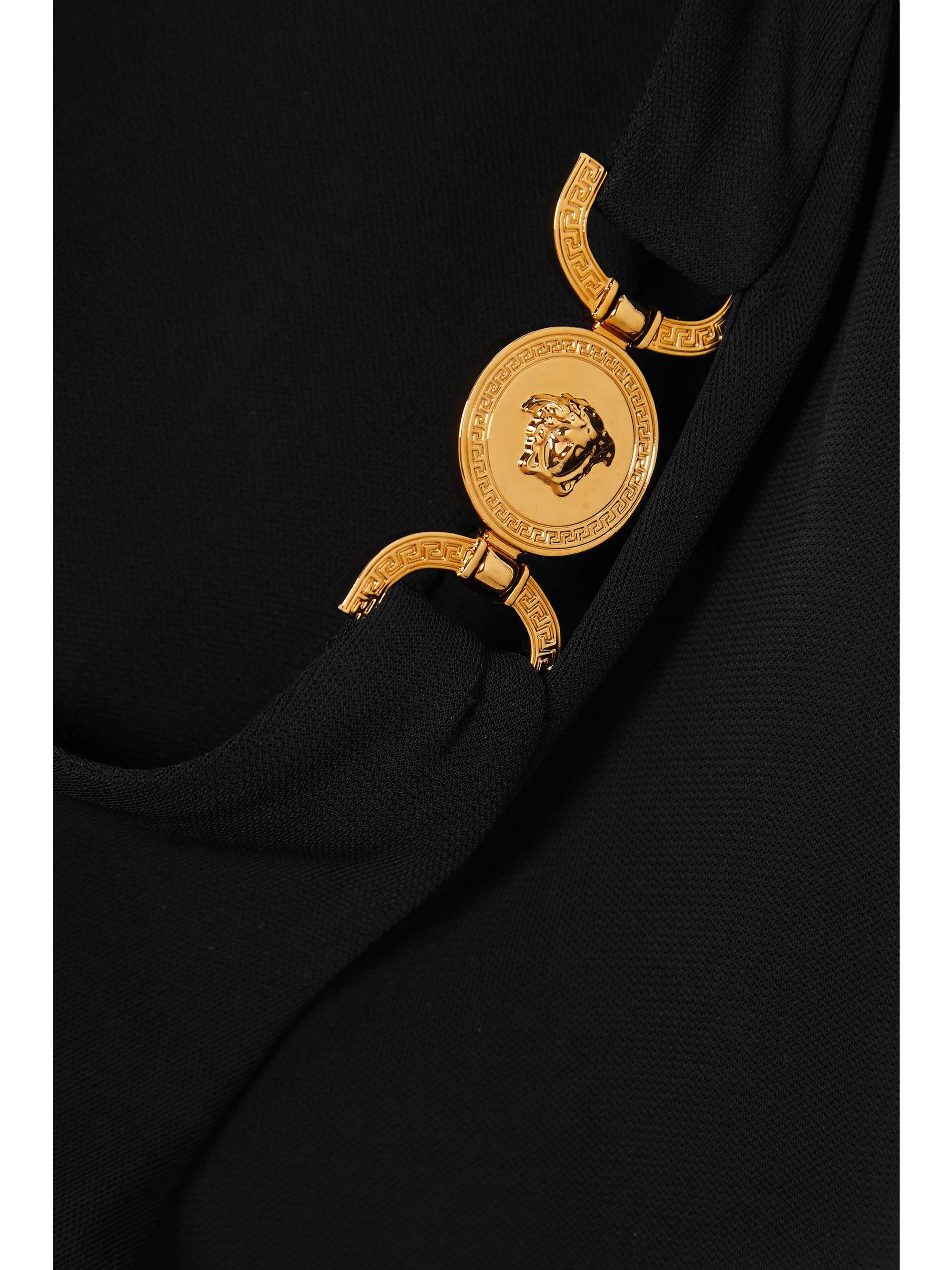 VERSACE Embellished stretch-crepe midi dress