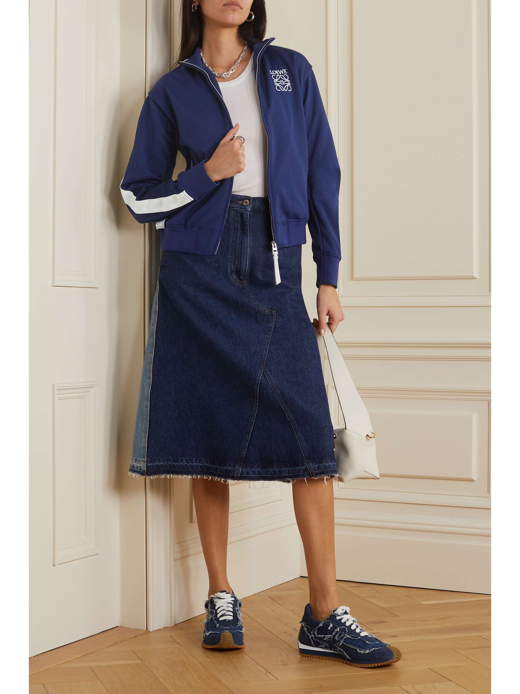 LOEWE Embroidered striped jersey track jacket | NET-A-PORTER