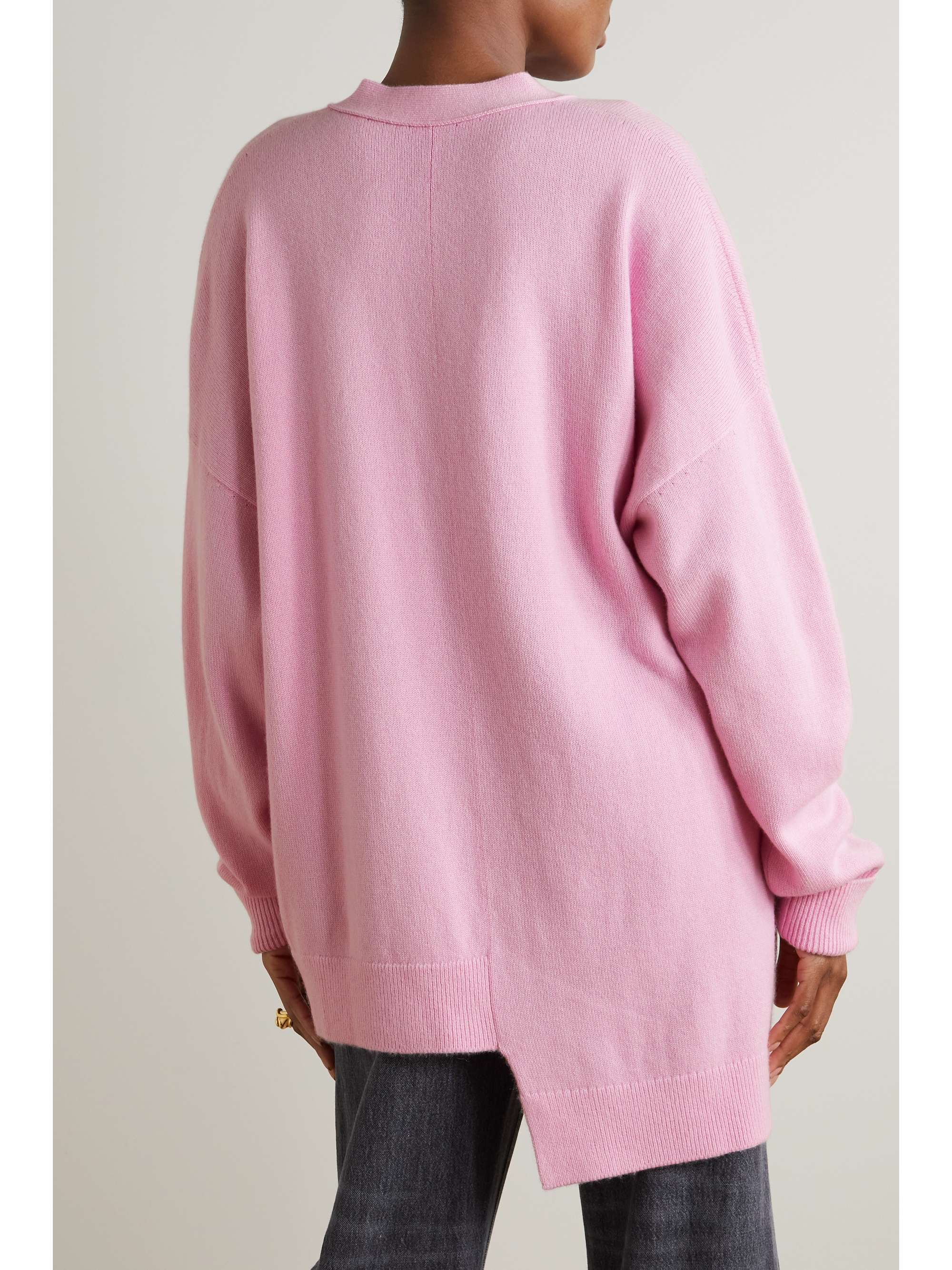 LOEWE Asymmetric embroidered cashmere-blend cardigan