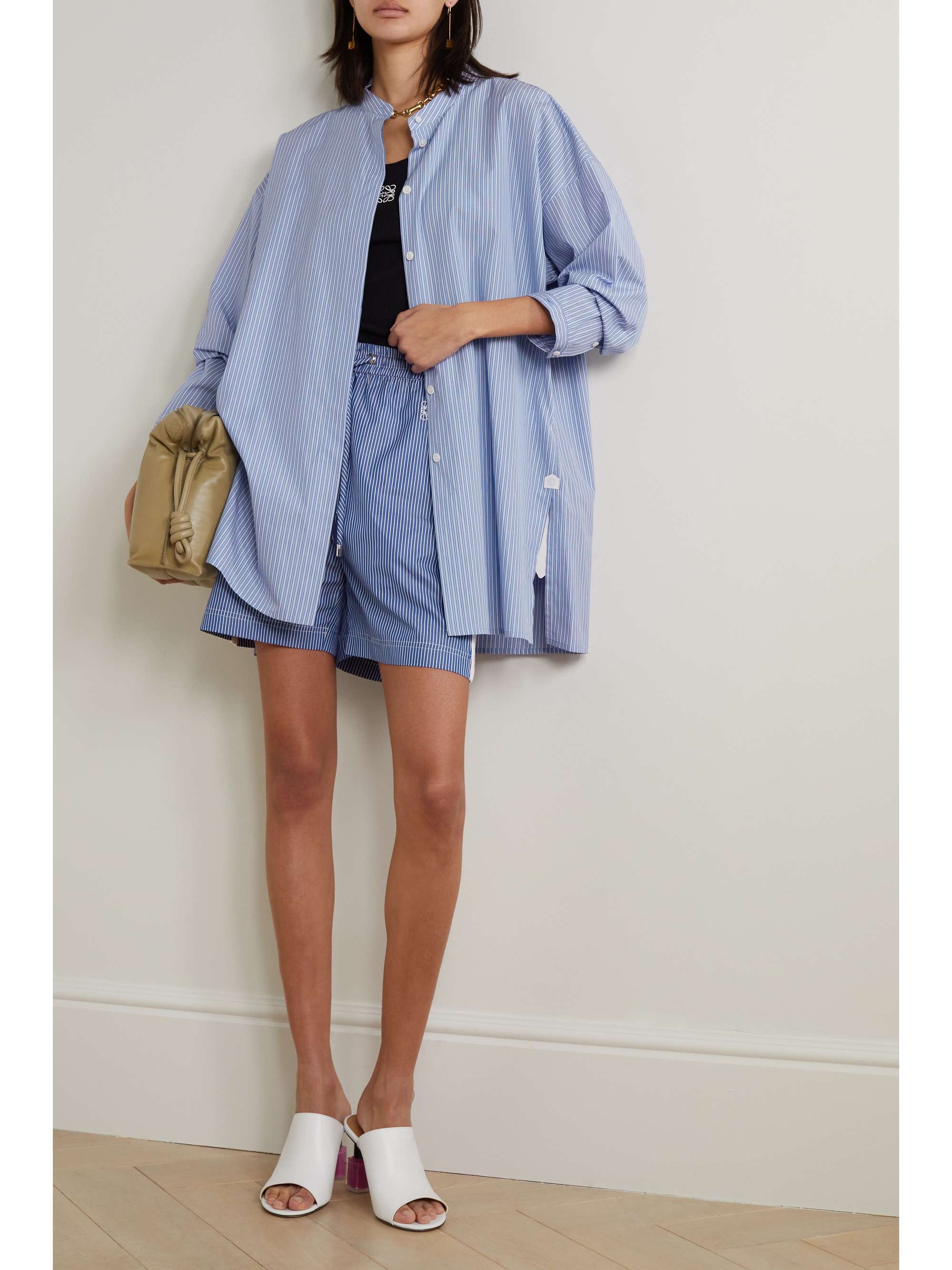 LOEWE Convertible striped cotton shirt