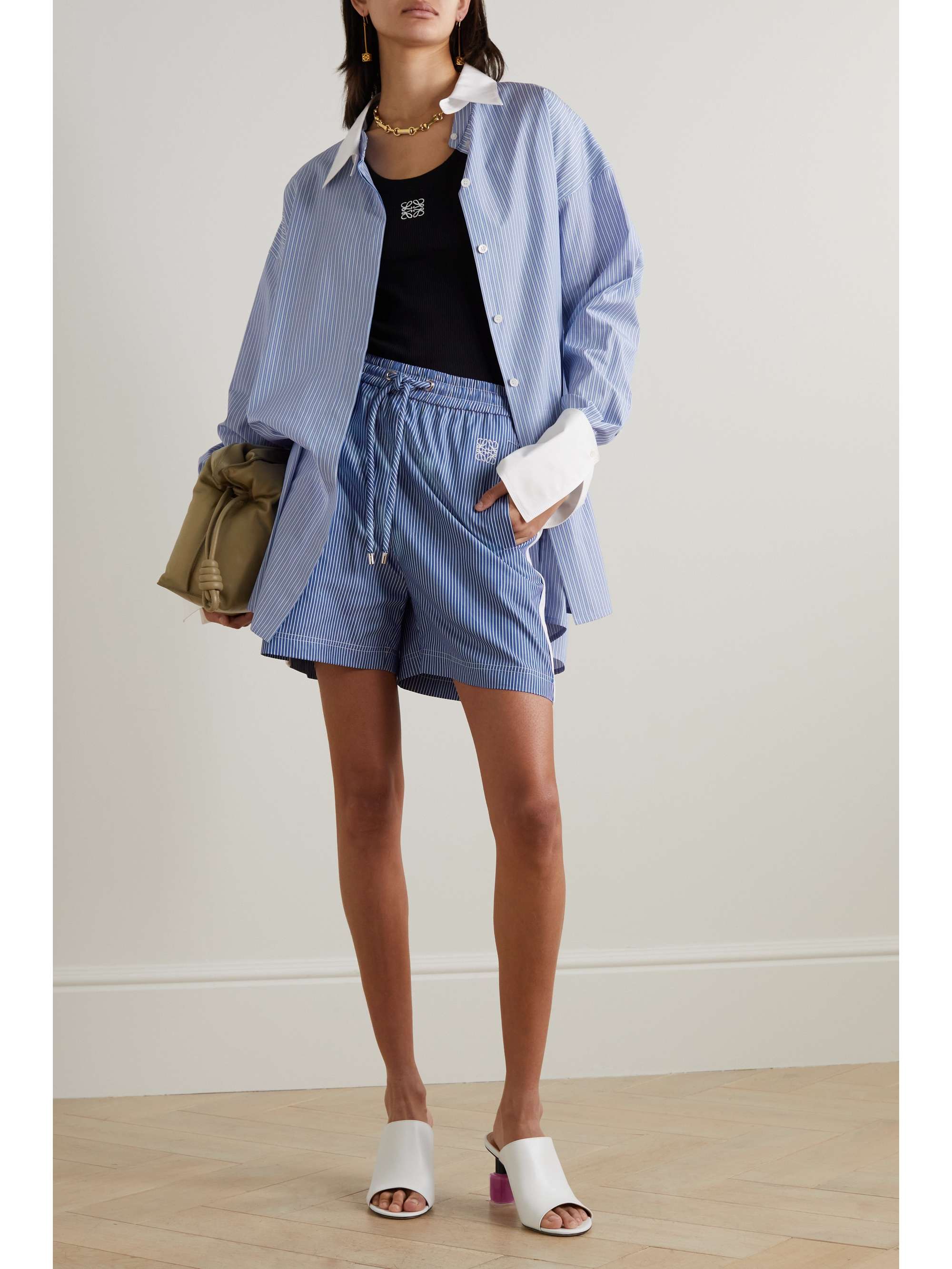 LOEWE Convertible striped cotton shirt