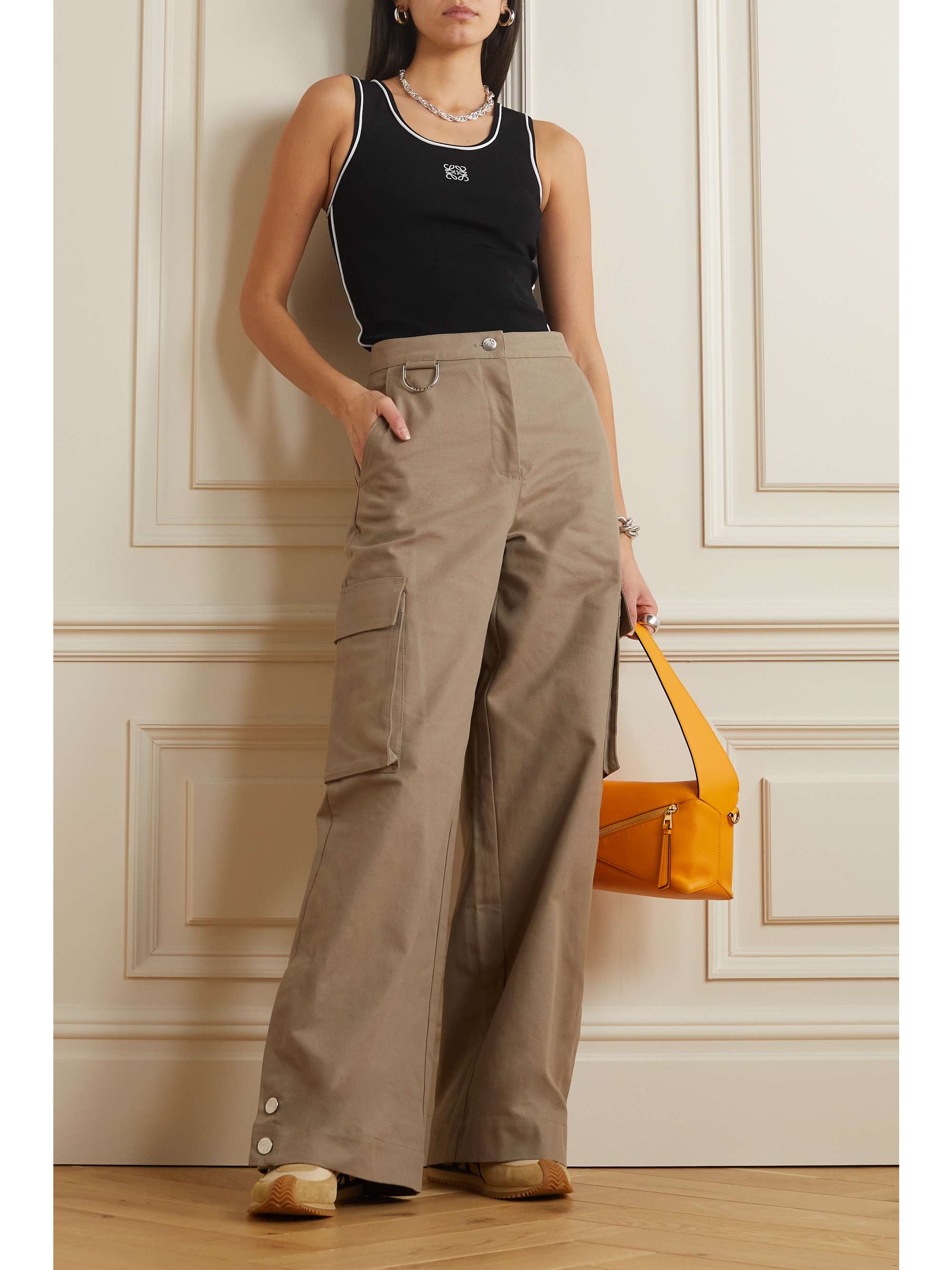 LOEWE Anagram embroidered stretch-jersey tank | NET-A-PORTER