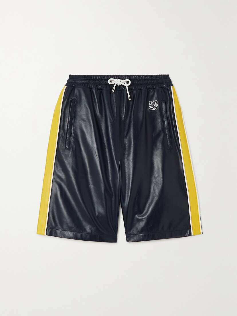 Loewe Striped Leather Shorts