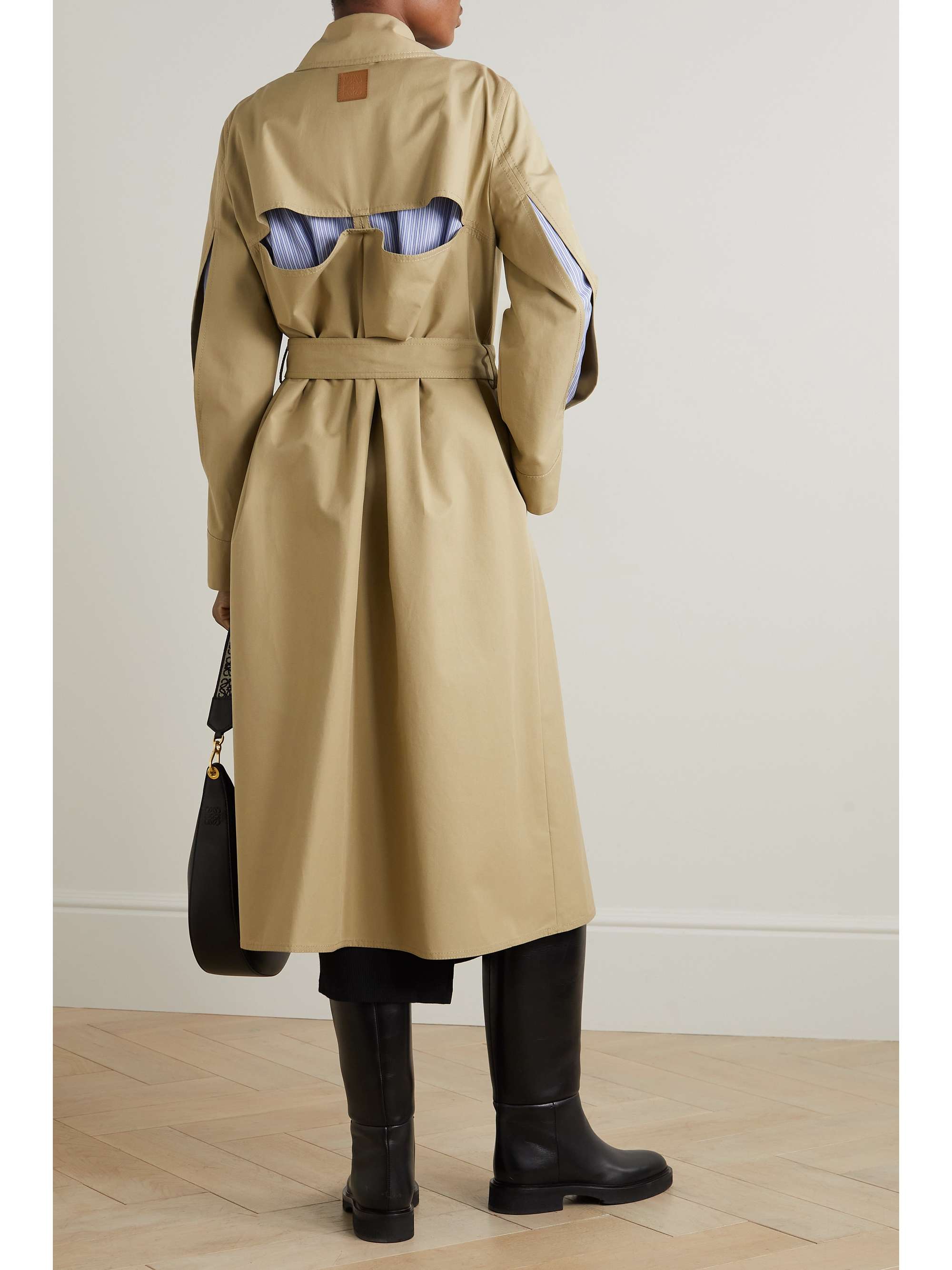 LOEWE Double-breasted cutout cotton-gabardine trench coat