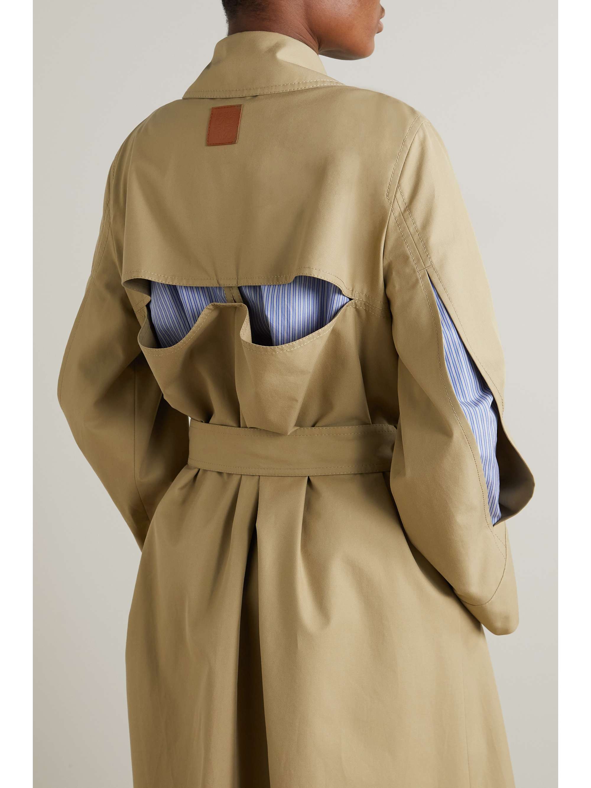 LOEWE Double-breasted cutout cotton-gabardine trench coat