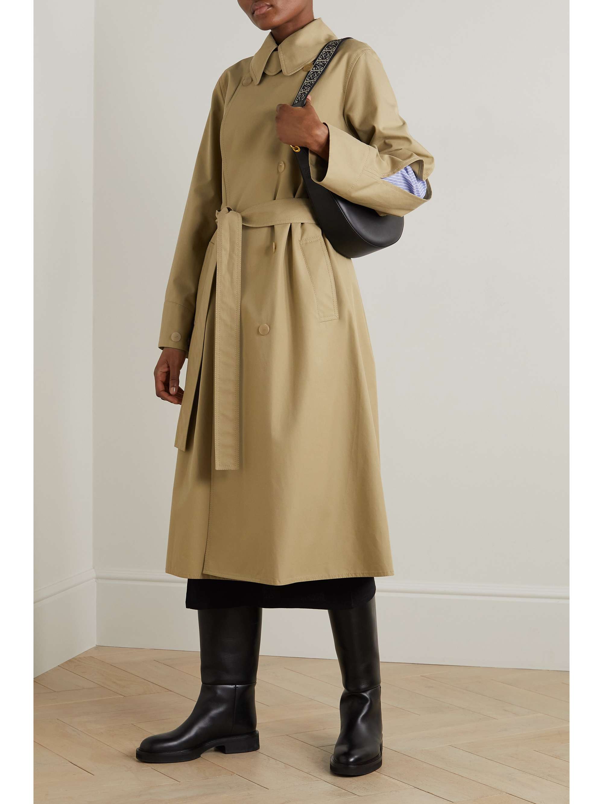 LOEWE Double-breasted cutout cotton-gabardine trench coat