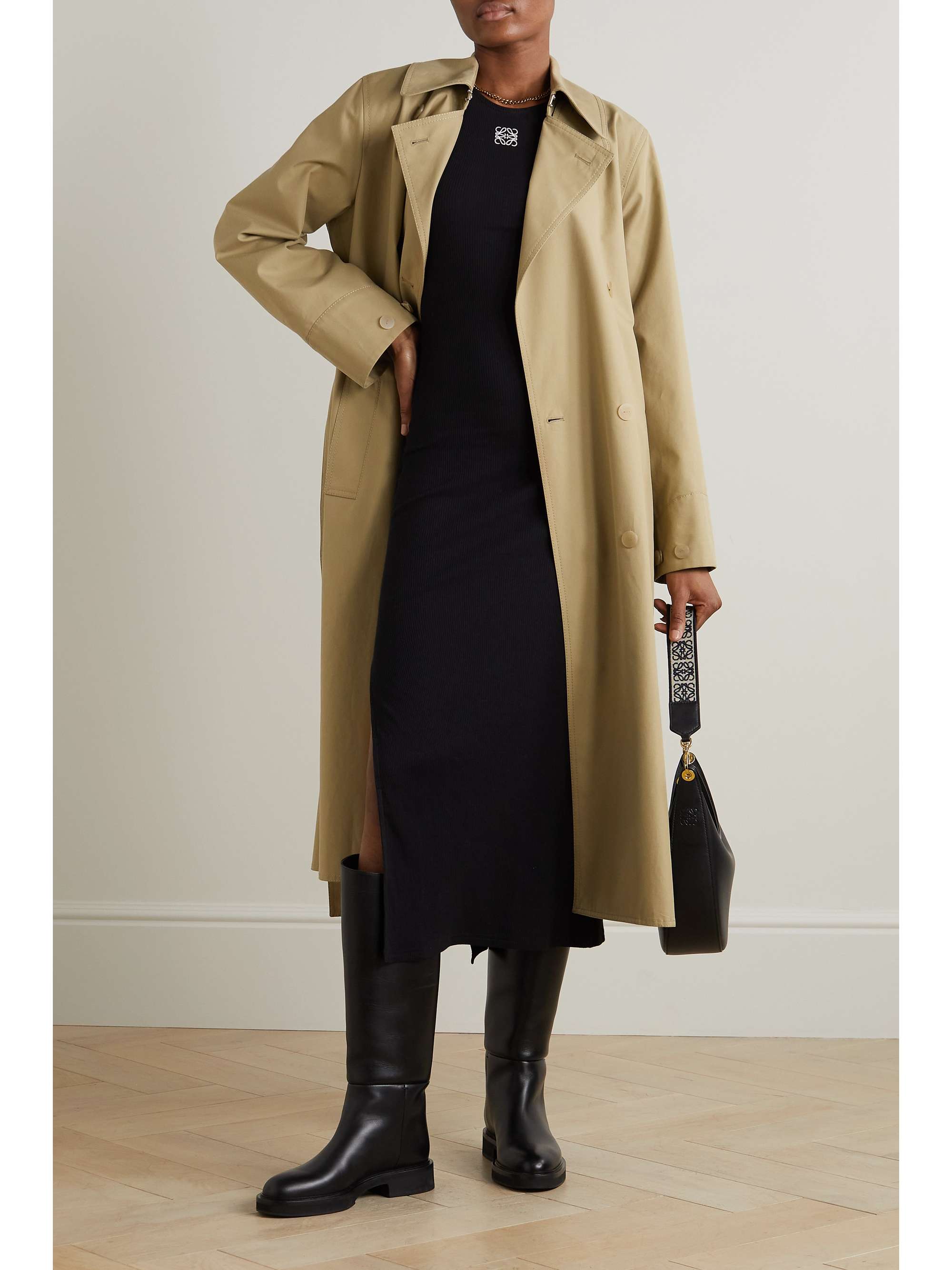 LOEWE Double-breasted cutout cotton-gabardine trench coat | NET-A