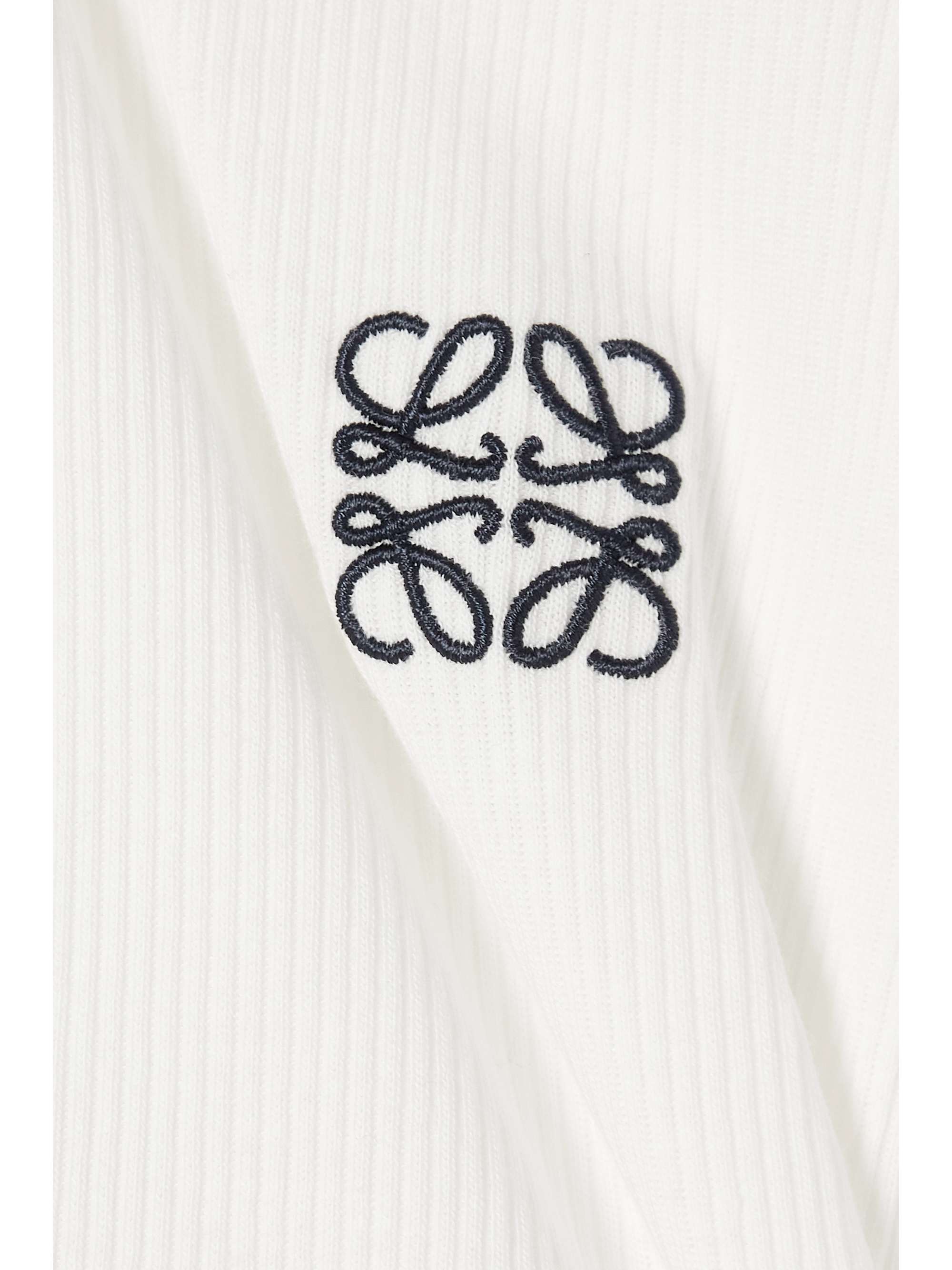 LOEWE Anagram poplin-paneled embroidered ribbed stretch-cotton jersey tank