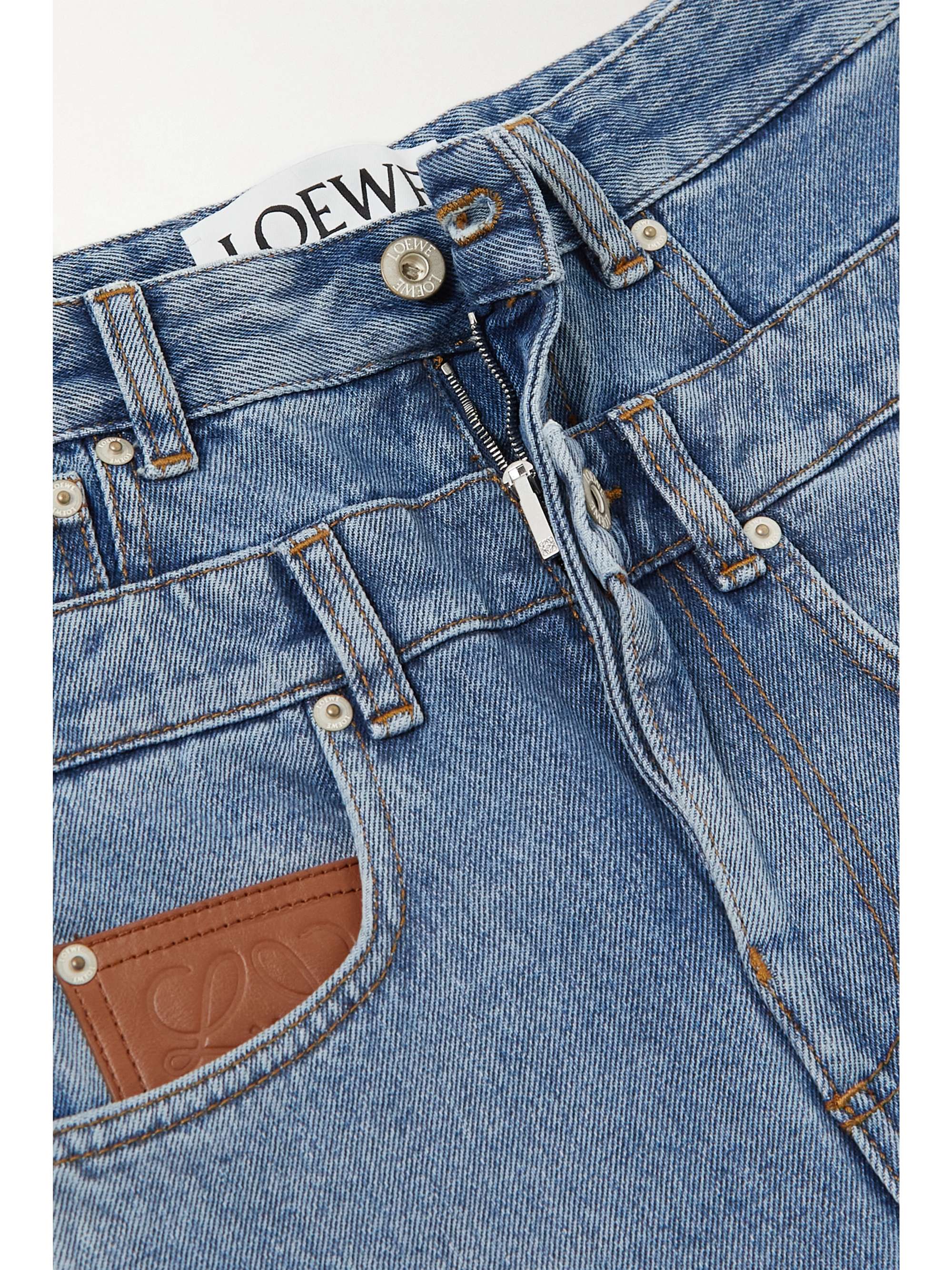 LOEWE Trompe L'Oeil hoch sitzende Jeans mit weitem Bein und Lederbesätzen