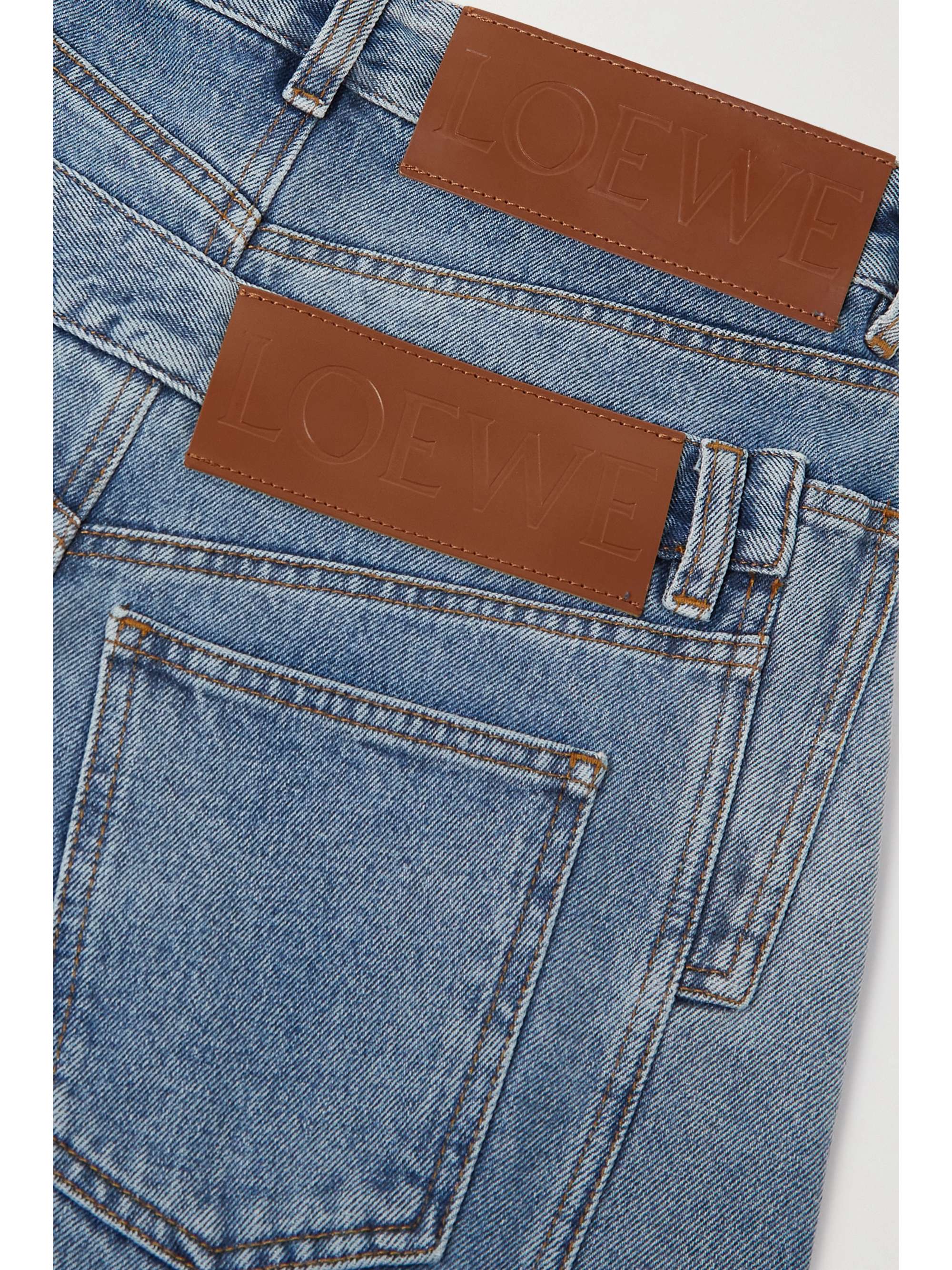 LOEWE Trompe L'Oeil hoch sitzende Jeans mit weitem Bein und Lederbesätzen