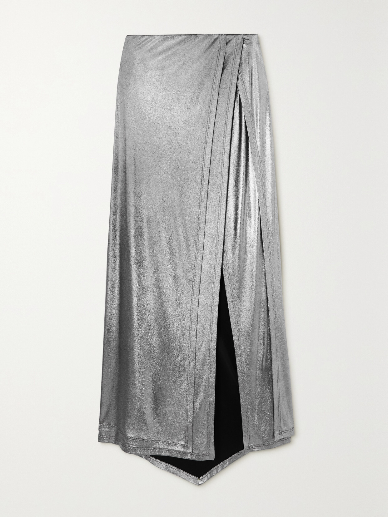 Loewe Asymmetric Wrap-effect Metallic Stretch-jersey Maxi Skirt - Silver