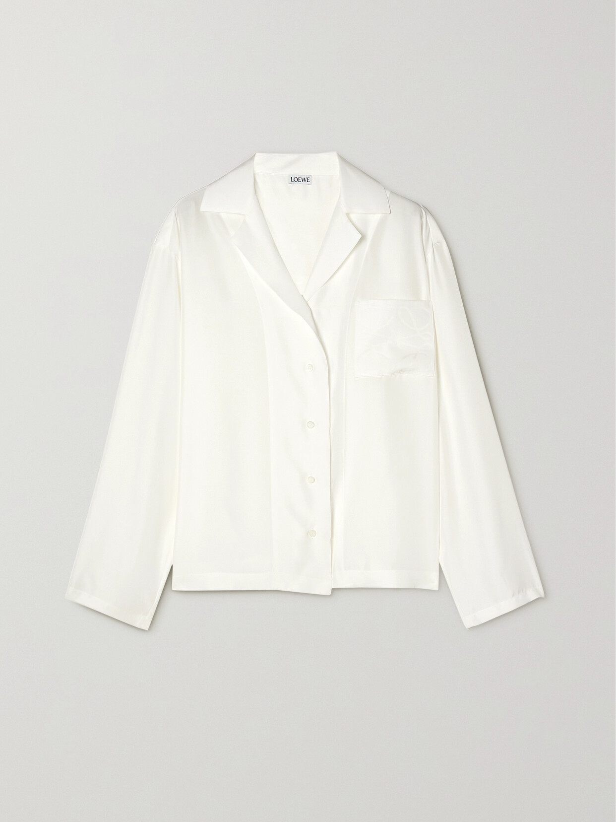 Loewe Anagram Silk Button-front Pajama Blouse In White