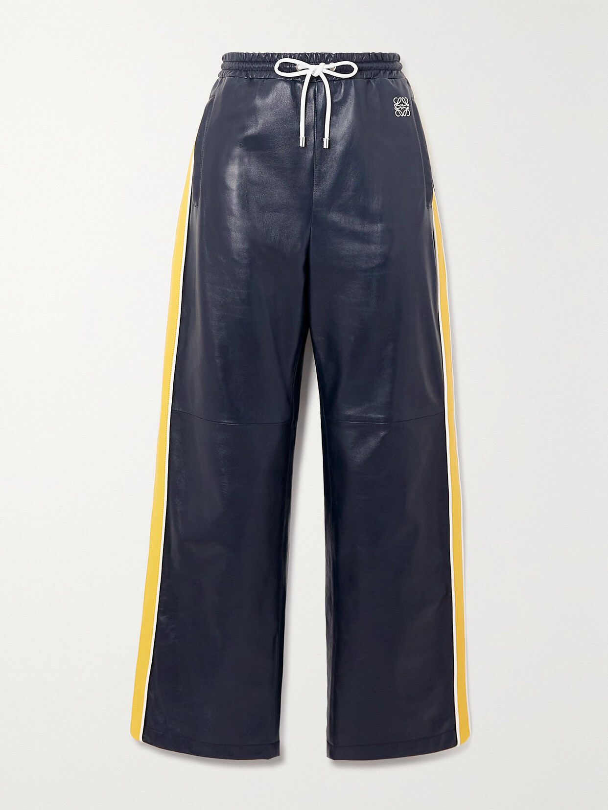 Loewe Printed Leather Track Pants In Blue