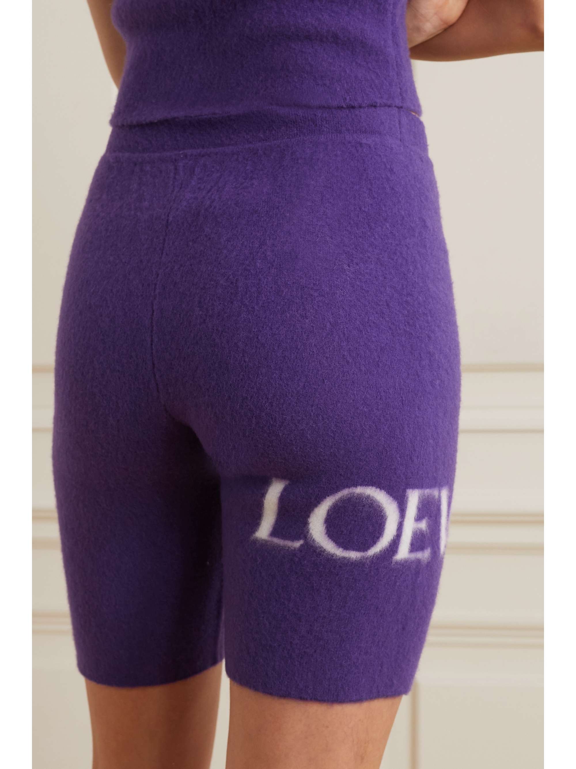 LOEWE Brushed jacquard-knit wool-blend shorts