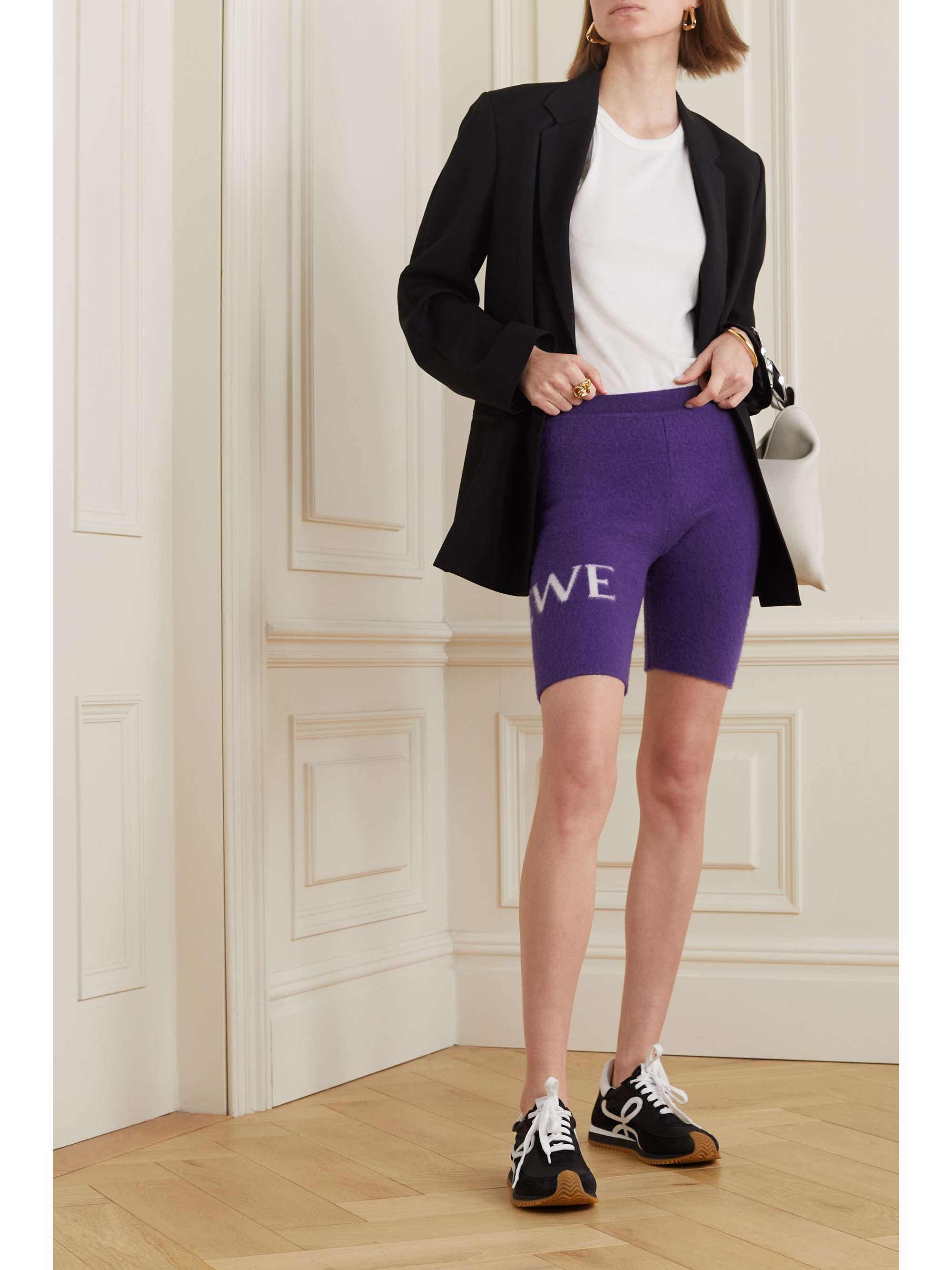 LOEWE Brushed jacquard-knit wool-blend shorts