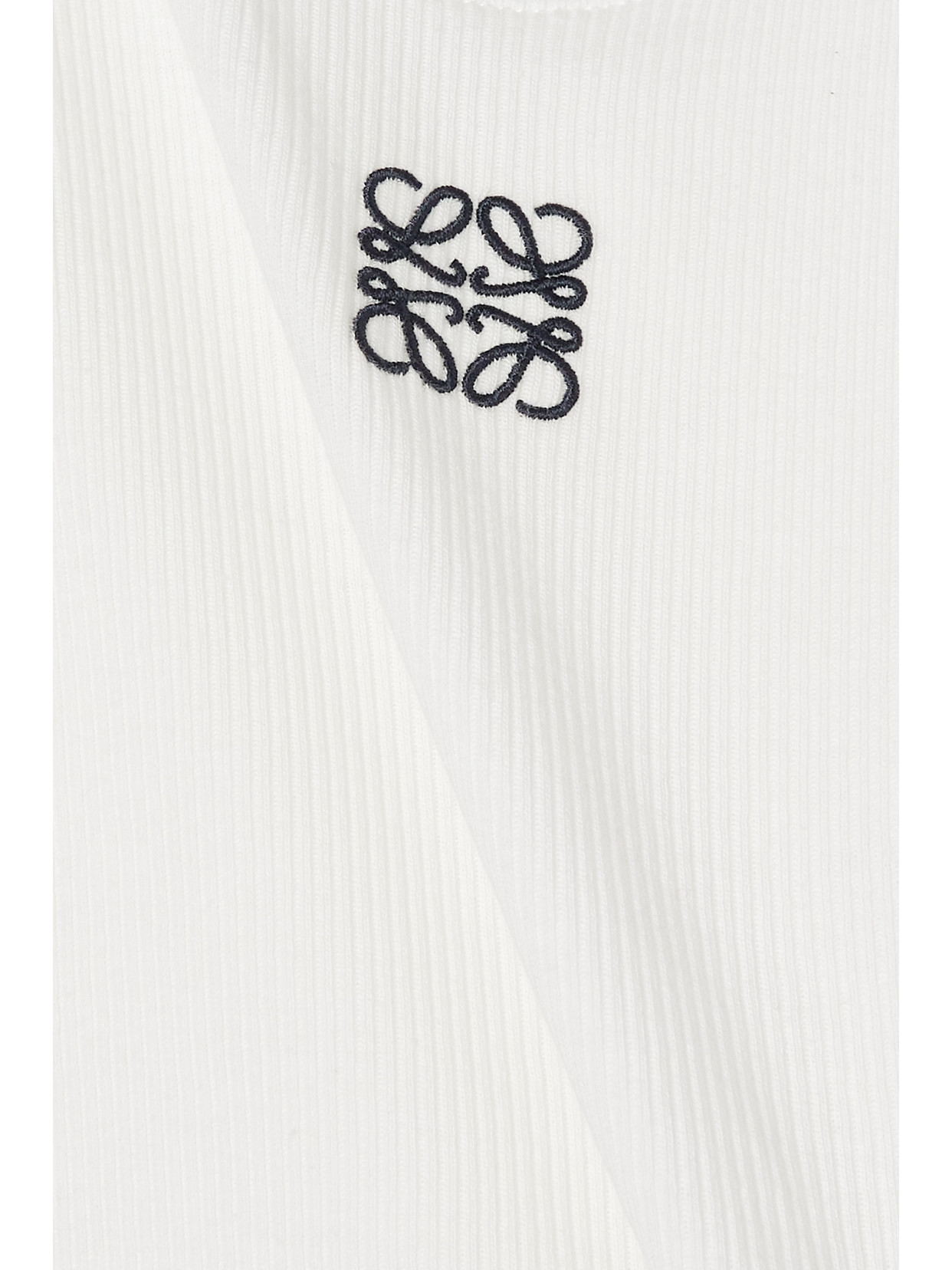 Shop Loewe Embroidered Ribbed Stretch-cotton Tank In White