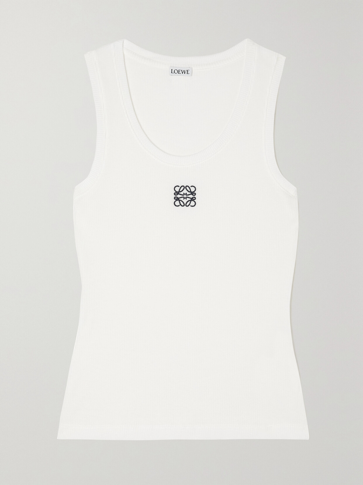 Loewe - Embroidered Ribbed Stretch-cotton Tank - White