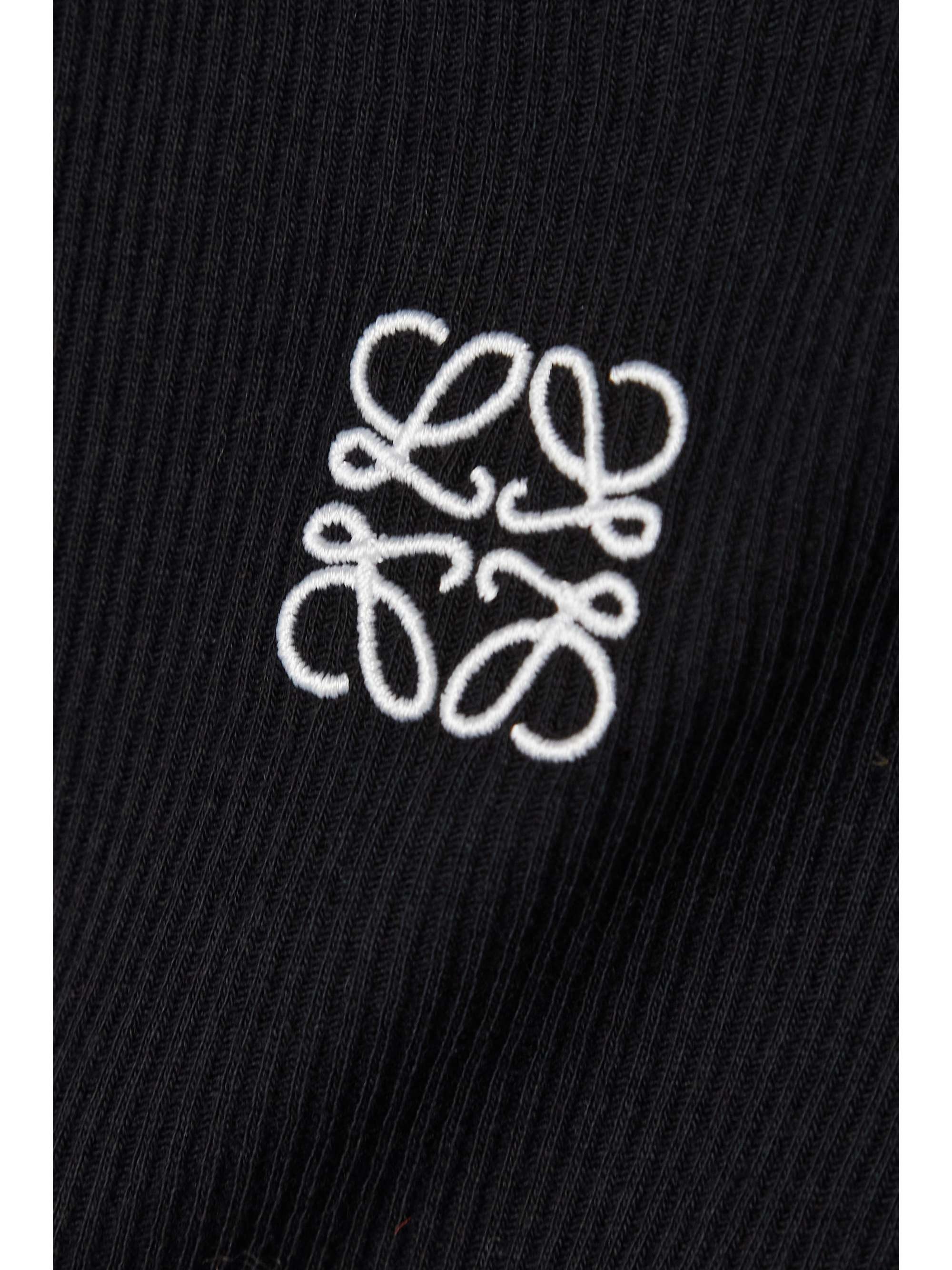 LOEWE Anagram poplin-paneled embroidered ribbed stretch-cotton jersey tank