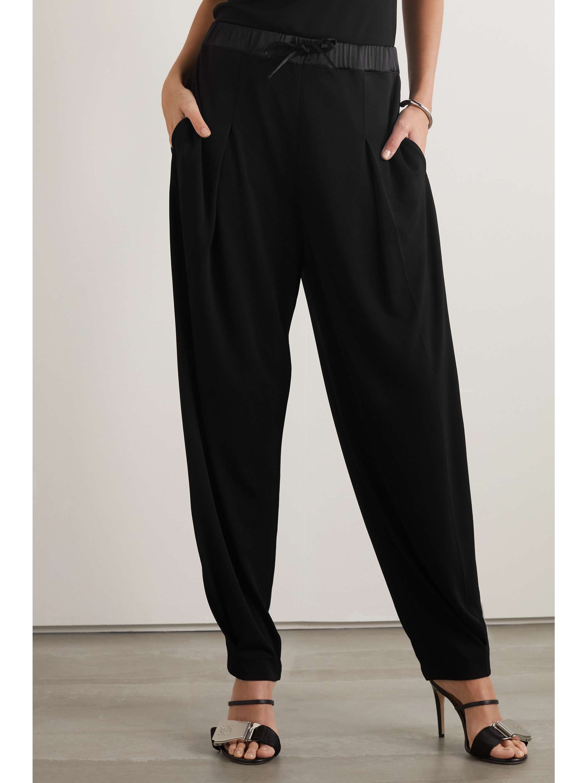 LOEWE Satin-trimmed crepe pants